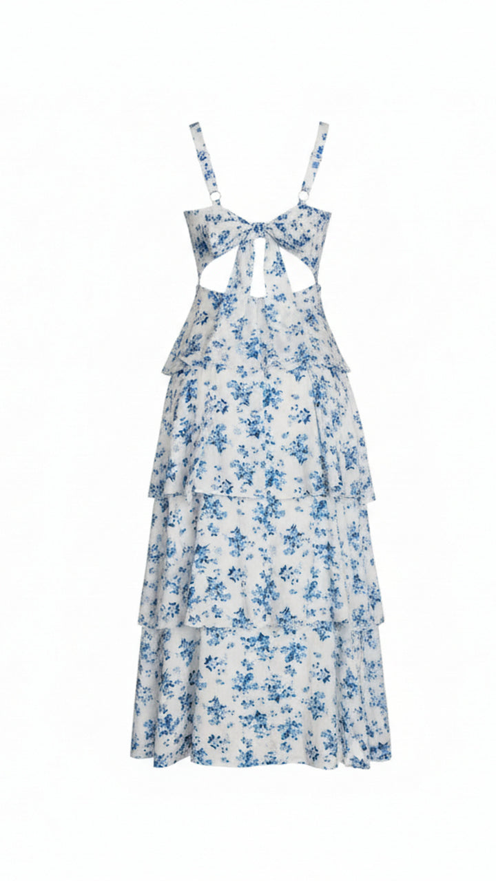 rear view image 1 of Luciana Tiered Floral Midi Dress