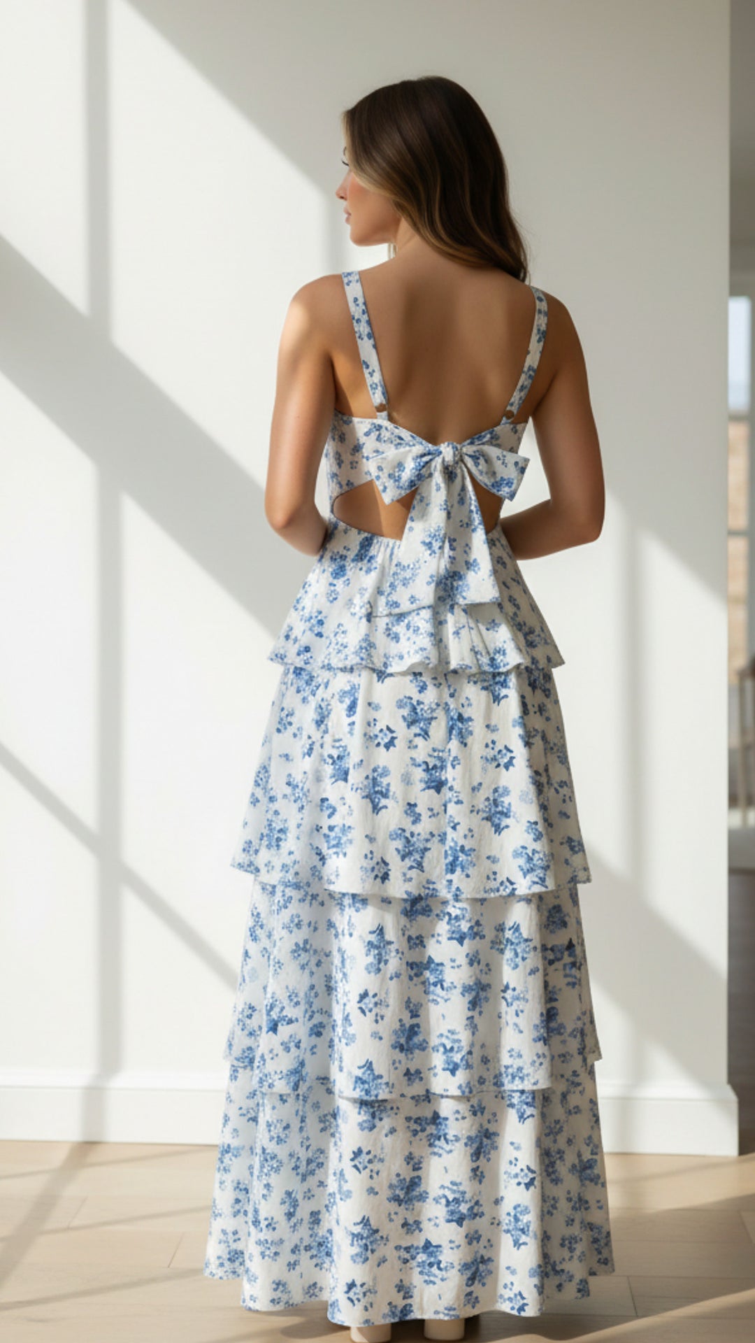 rear view image 2 of Luciana Tiered Floral Midi Dress