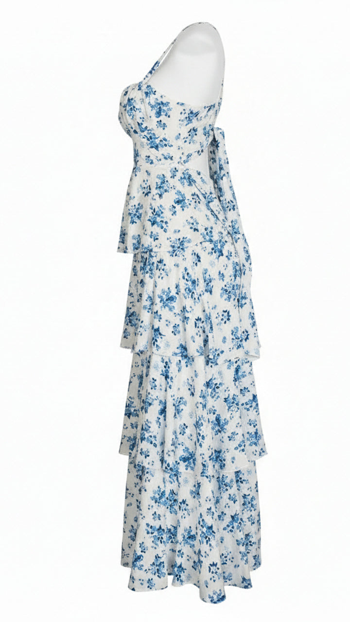 side view image 2 of Luciana Tiered Floral Midi Dress