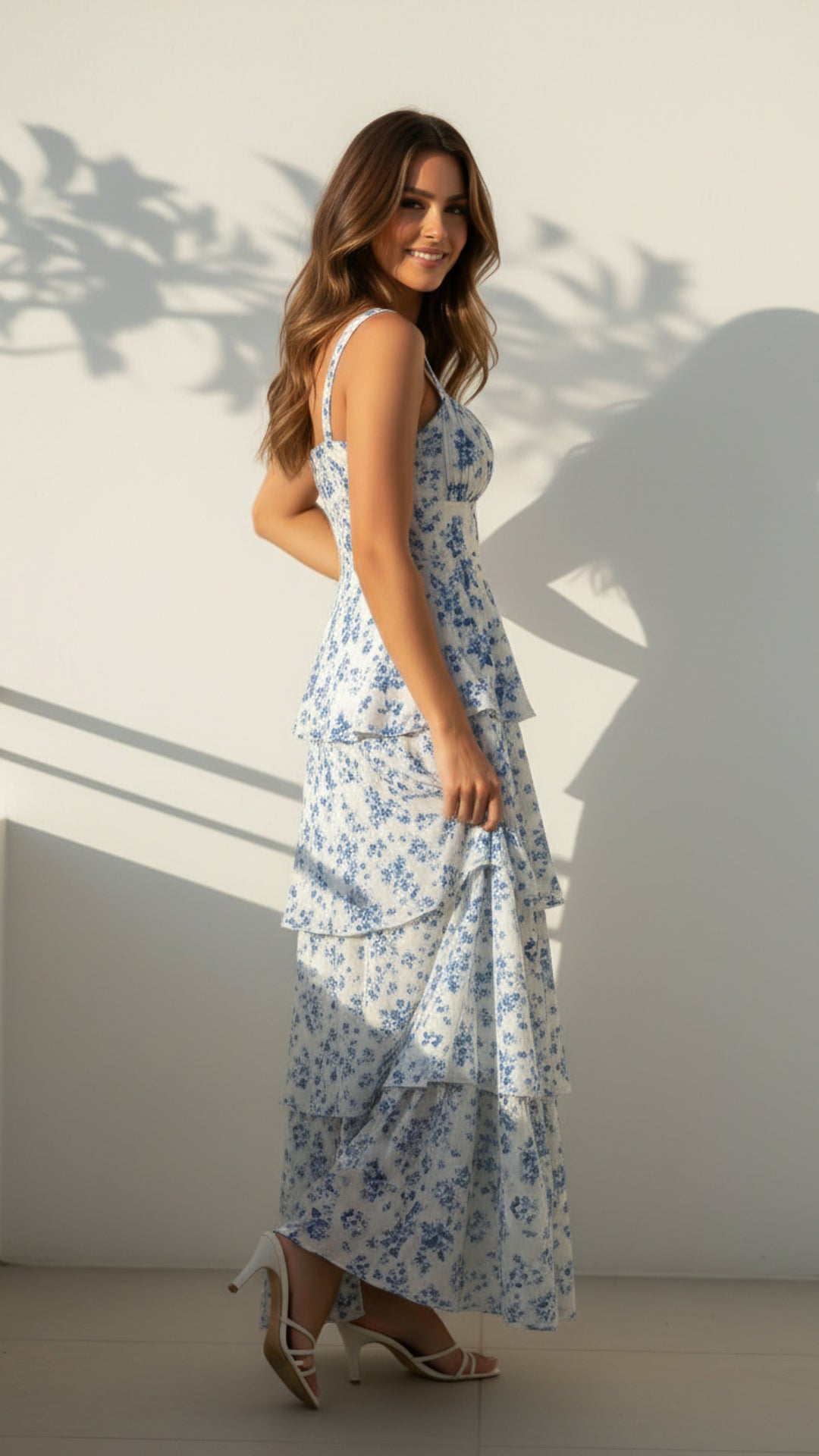 side view image 5 of Luciana Tiered Floral Midi Dress