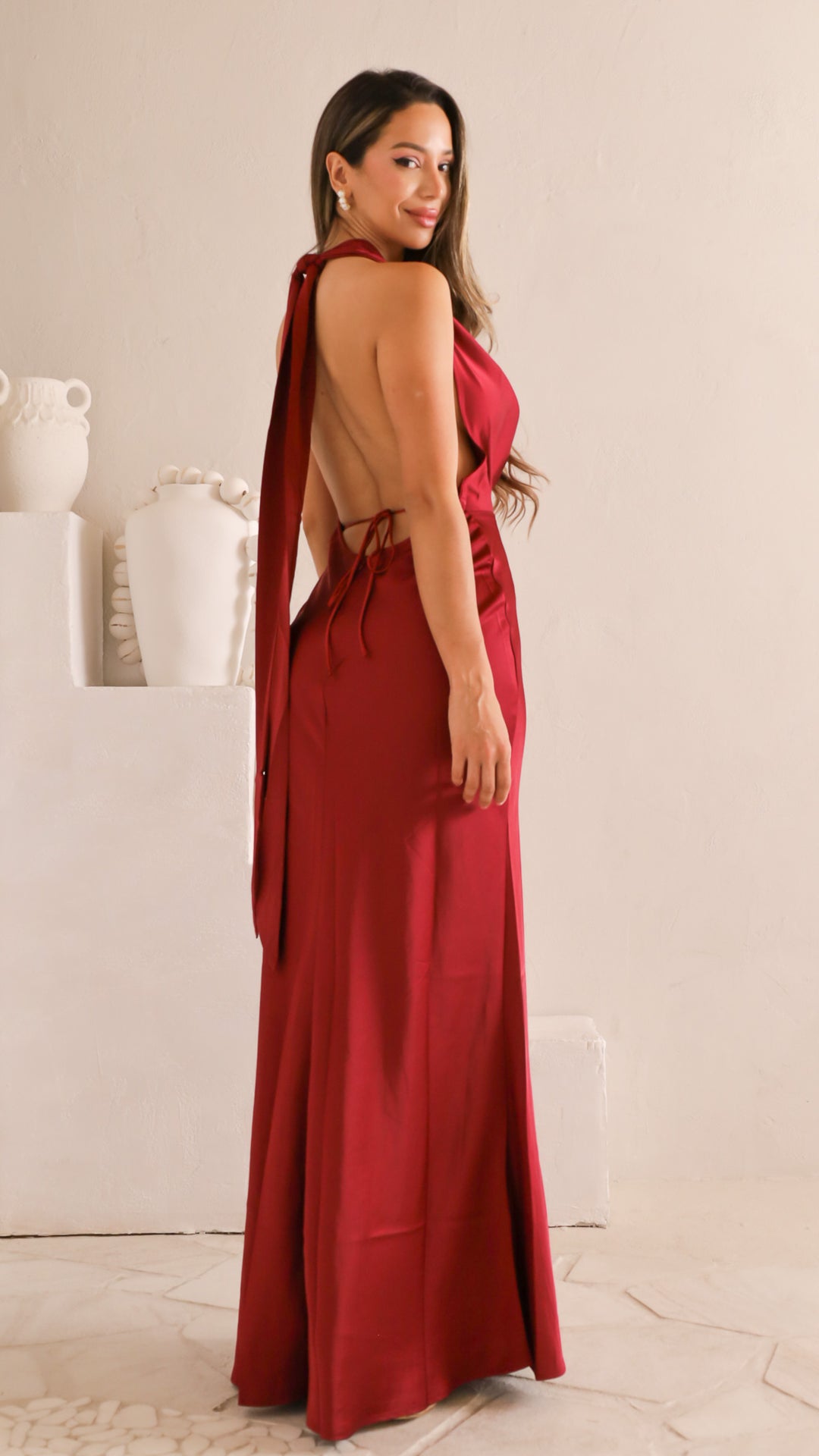 side view image 1 of Amara Satin Gown