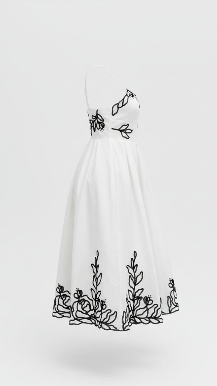 side view image 1 of Elara Embroidered Midi Dress