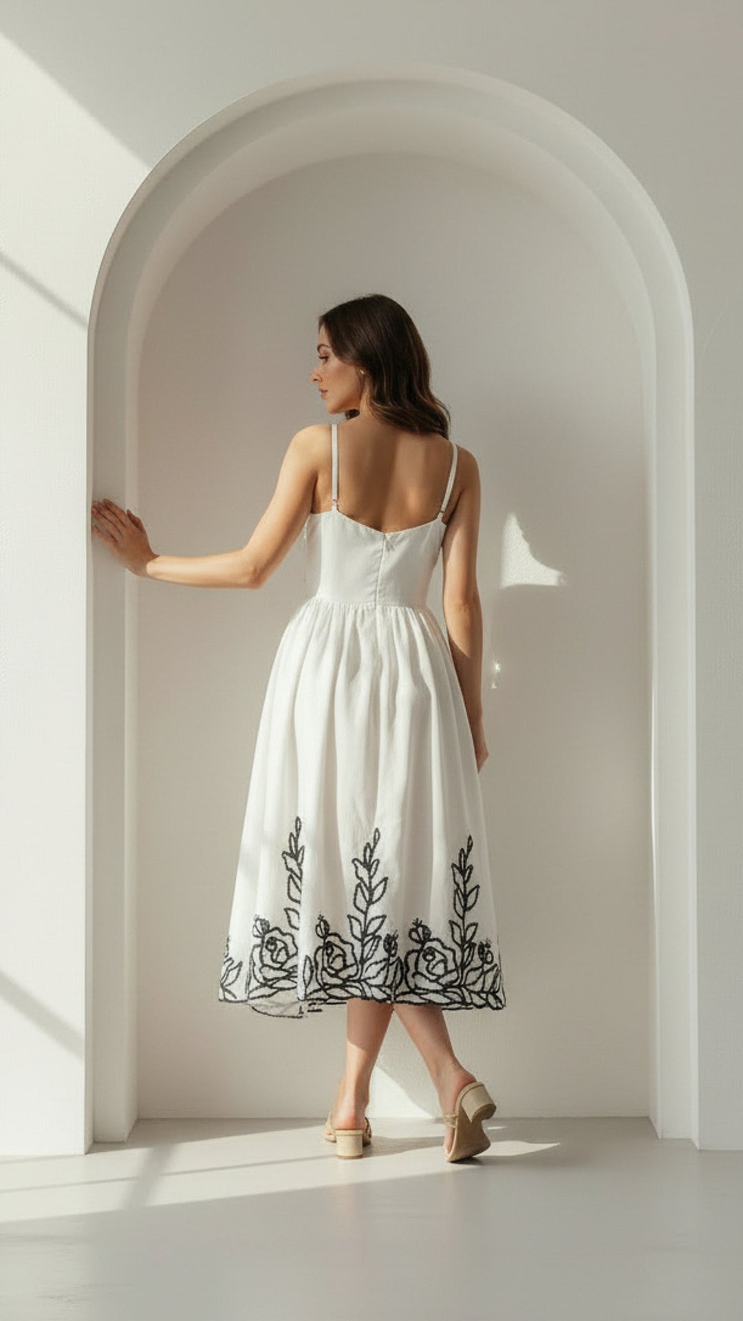 rear view image 2 of Elara Embroidered Midi Dress
