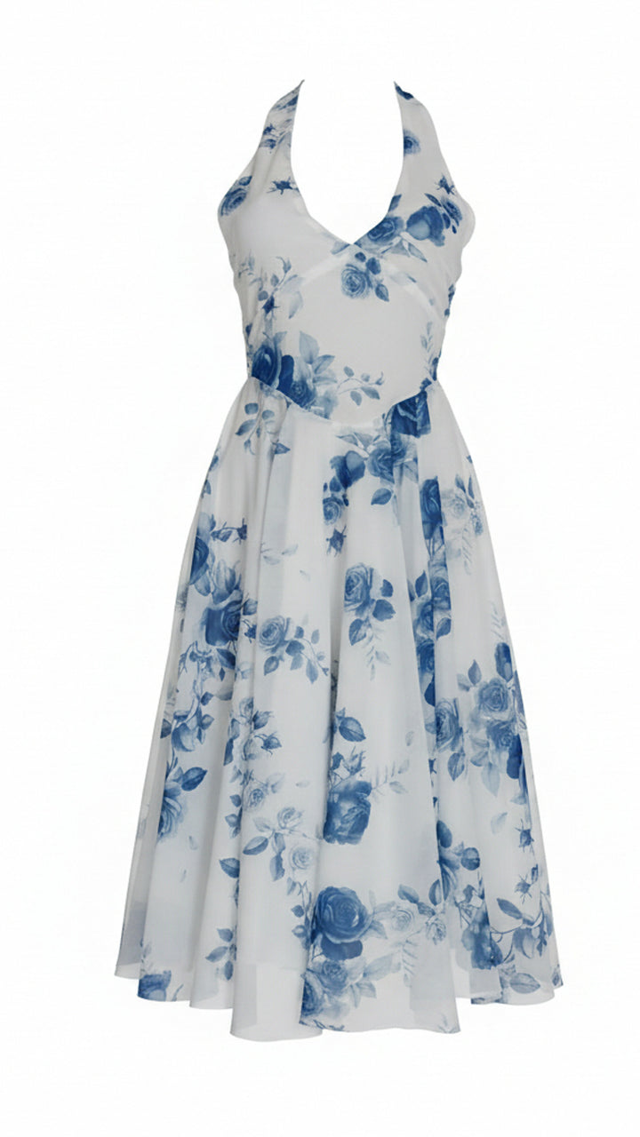 front view image 1 of Maribel Floral Halter Midi Dress