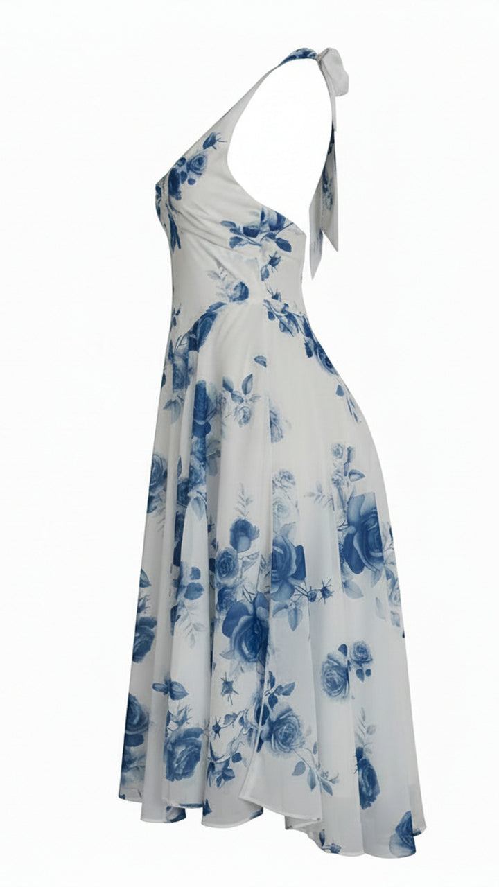 side view image 1 of Maribel Floral Halter Midi Dress