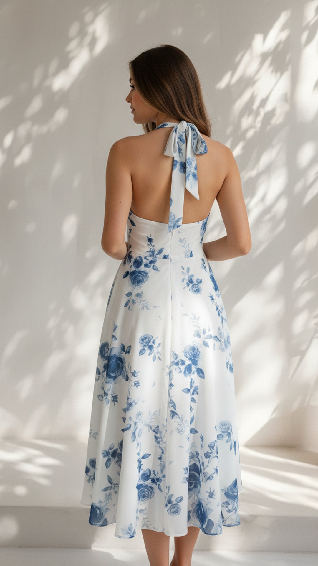 rear view image 2 of Maribel Floral Halter Midi Dress
