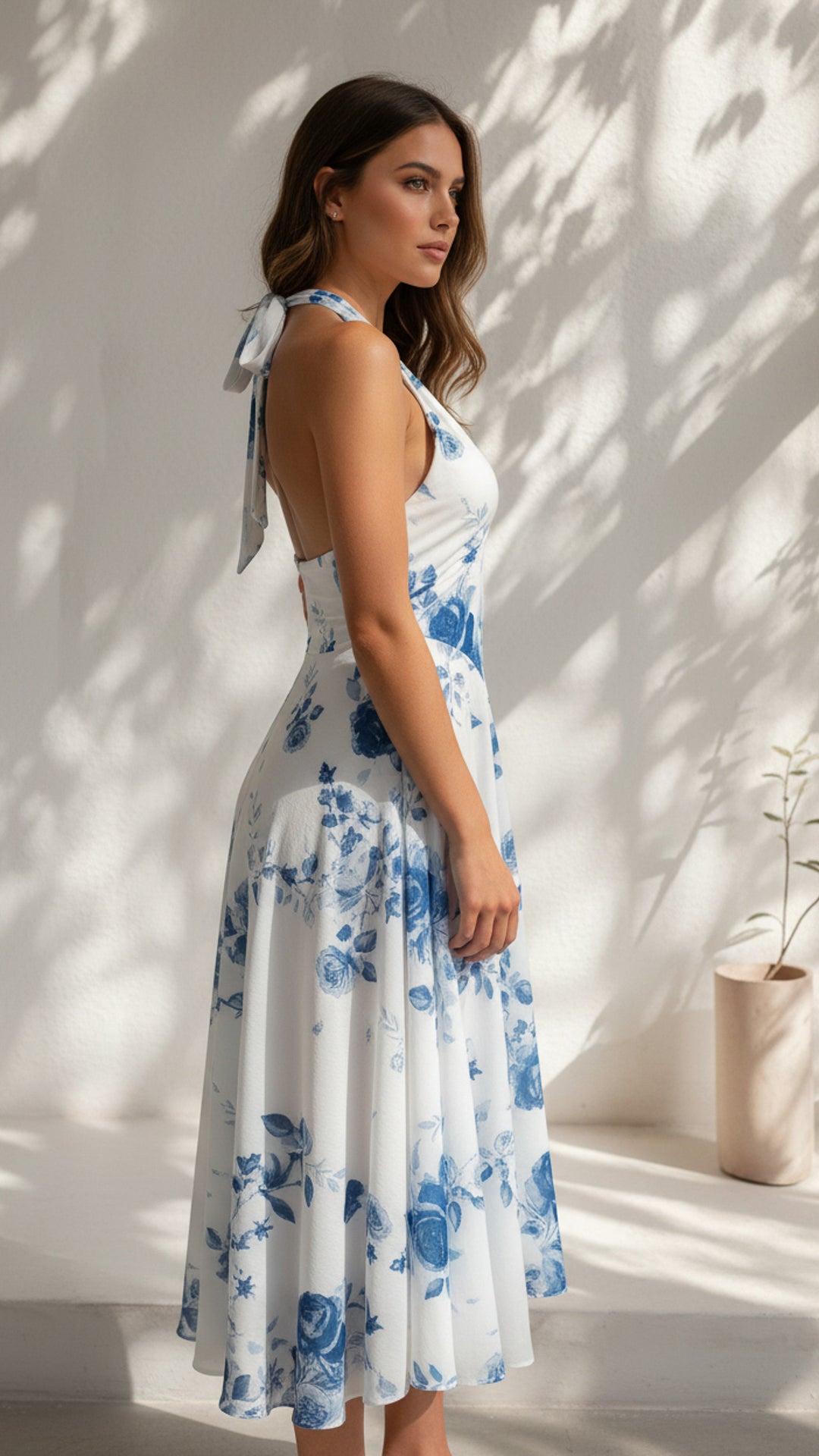 side view image 2 of Maribel Floral Halter Midi Dress