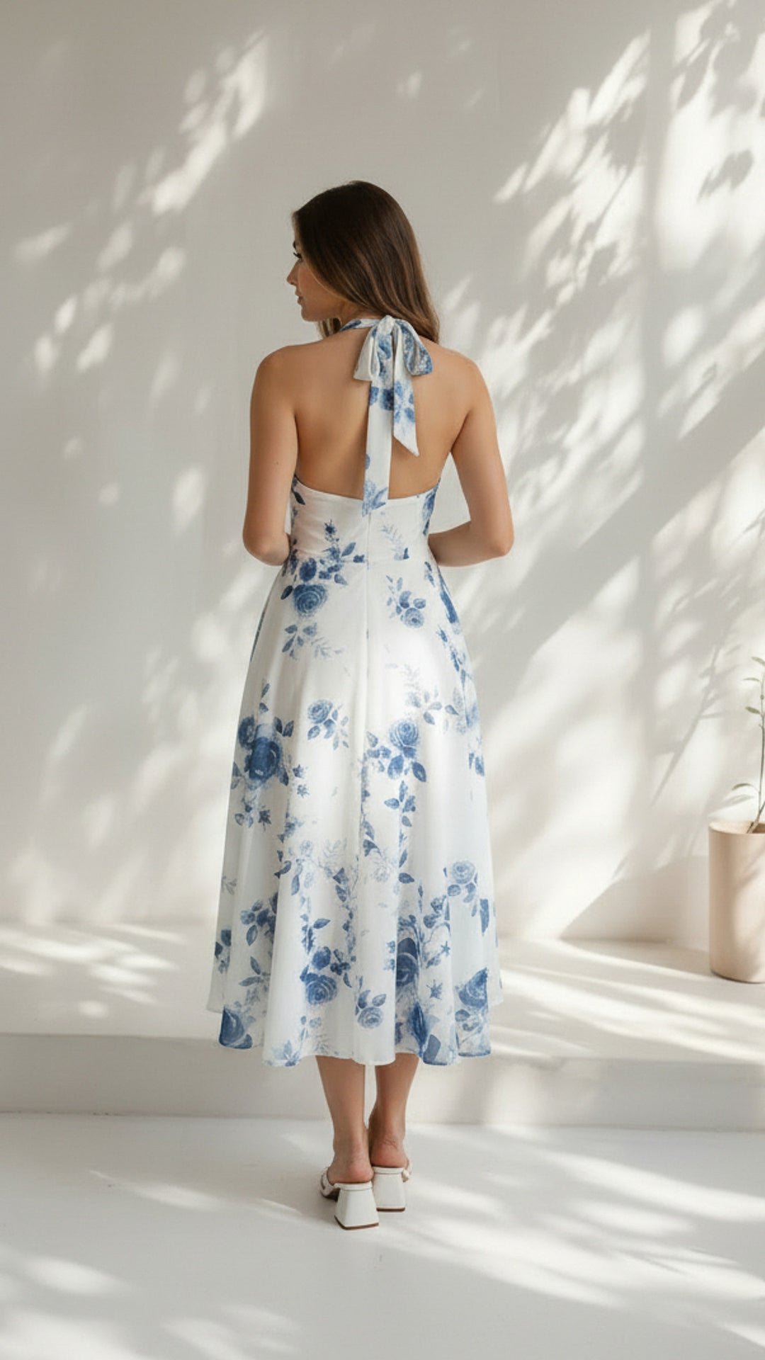rear view image 4 of Maribel Floral Halter Midi Dress