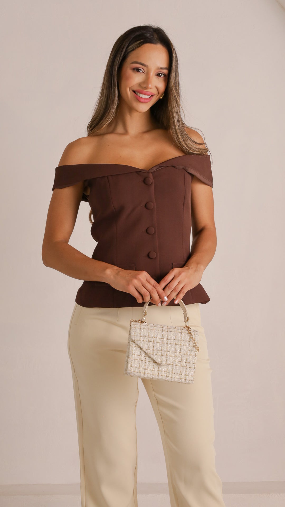 2 image front view_brown of Dahlia top