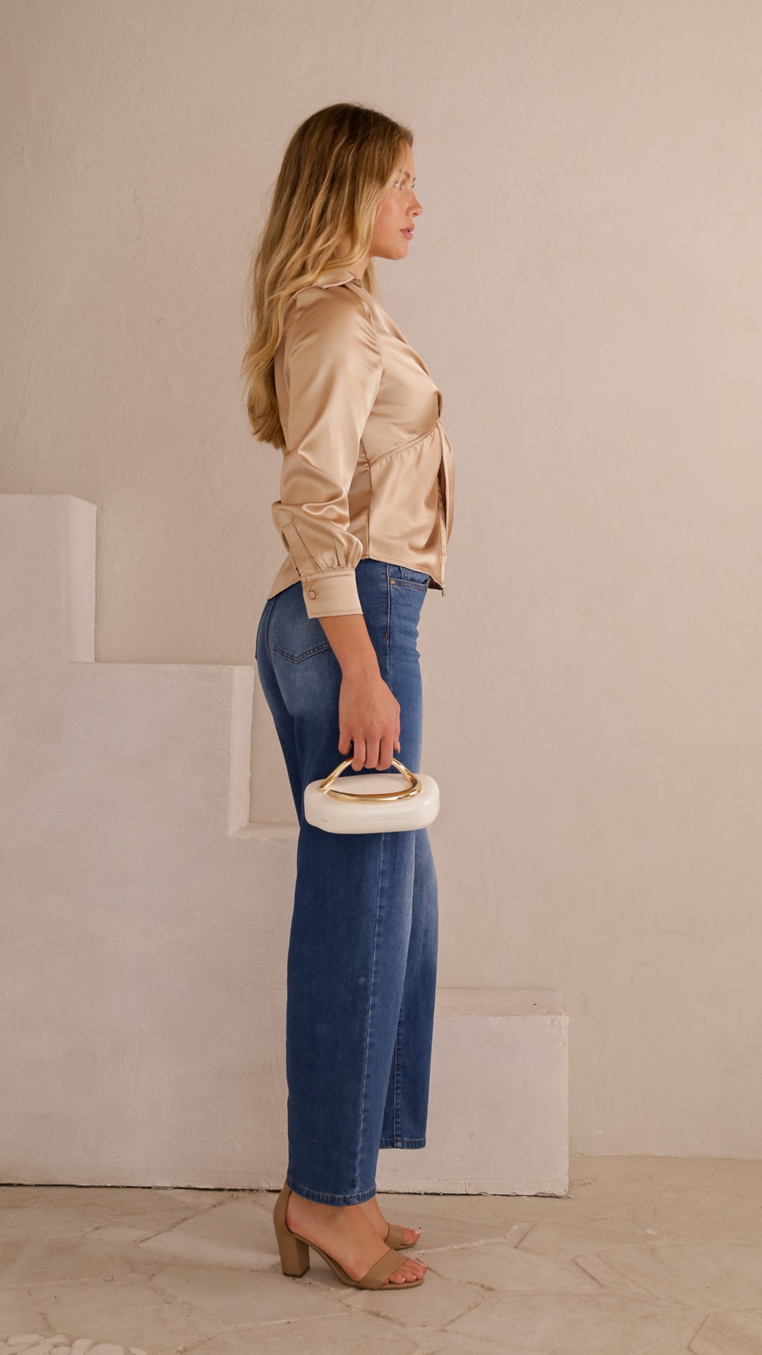 side view image 1 of Alina Satin Tie Top