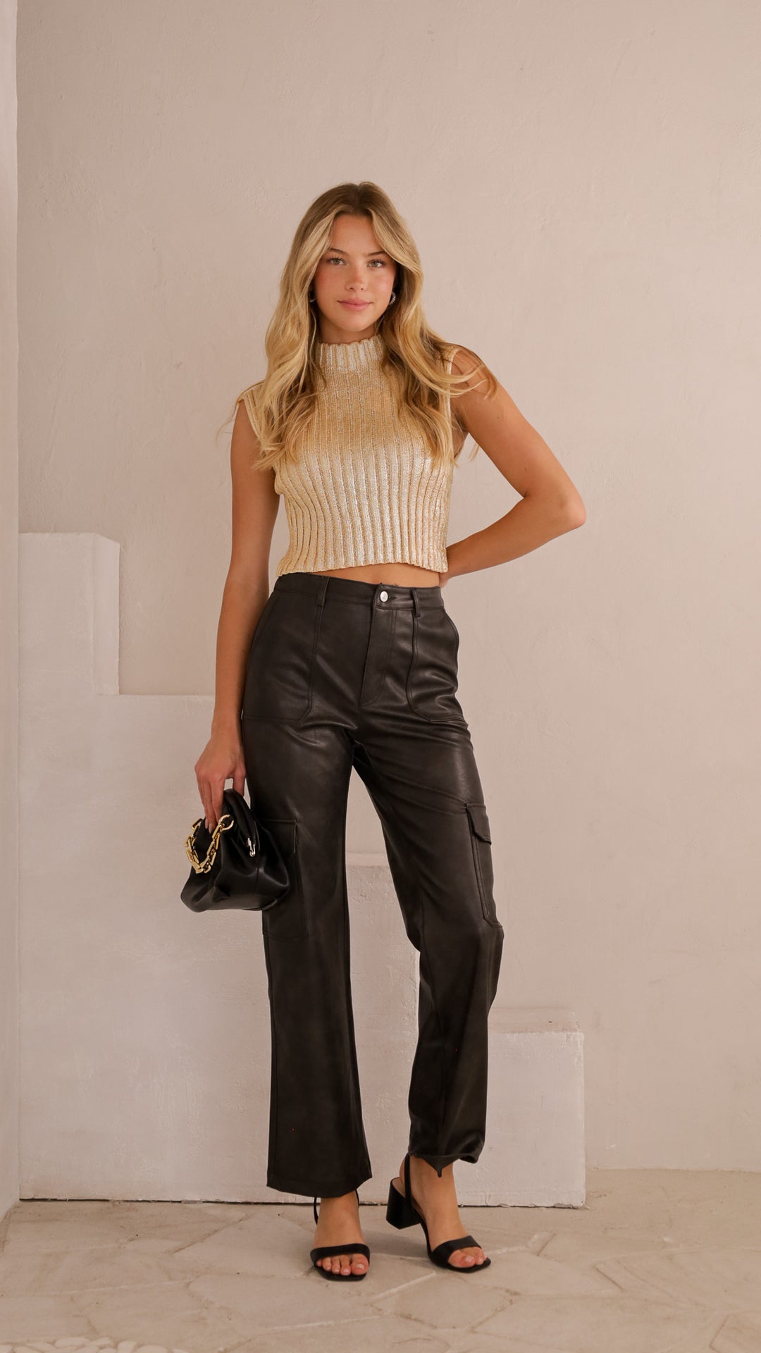 front view image 1 of Kaia Metallic Knit Top