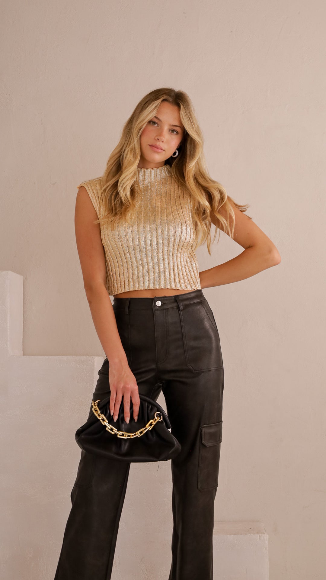 front view image 4 of Kaia Metallic Knit Top