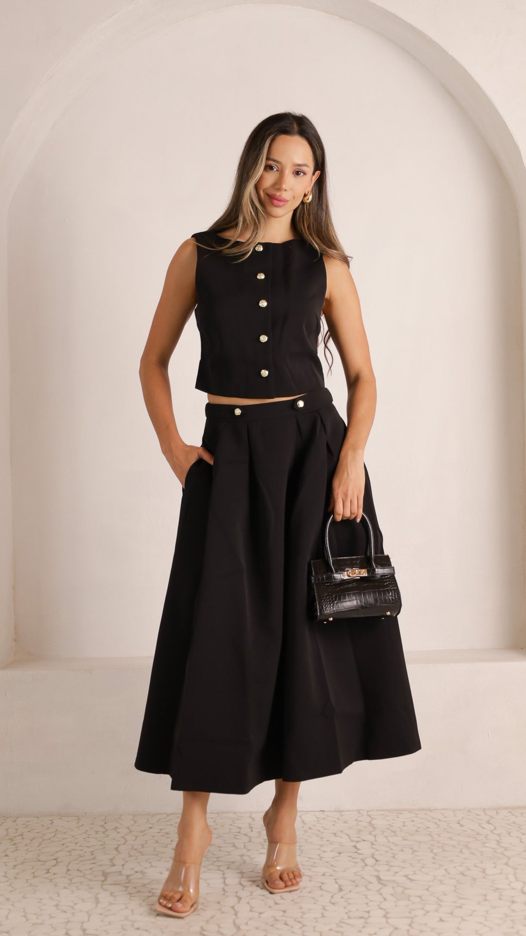 2 image front view_black of Enyel Skirt