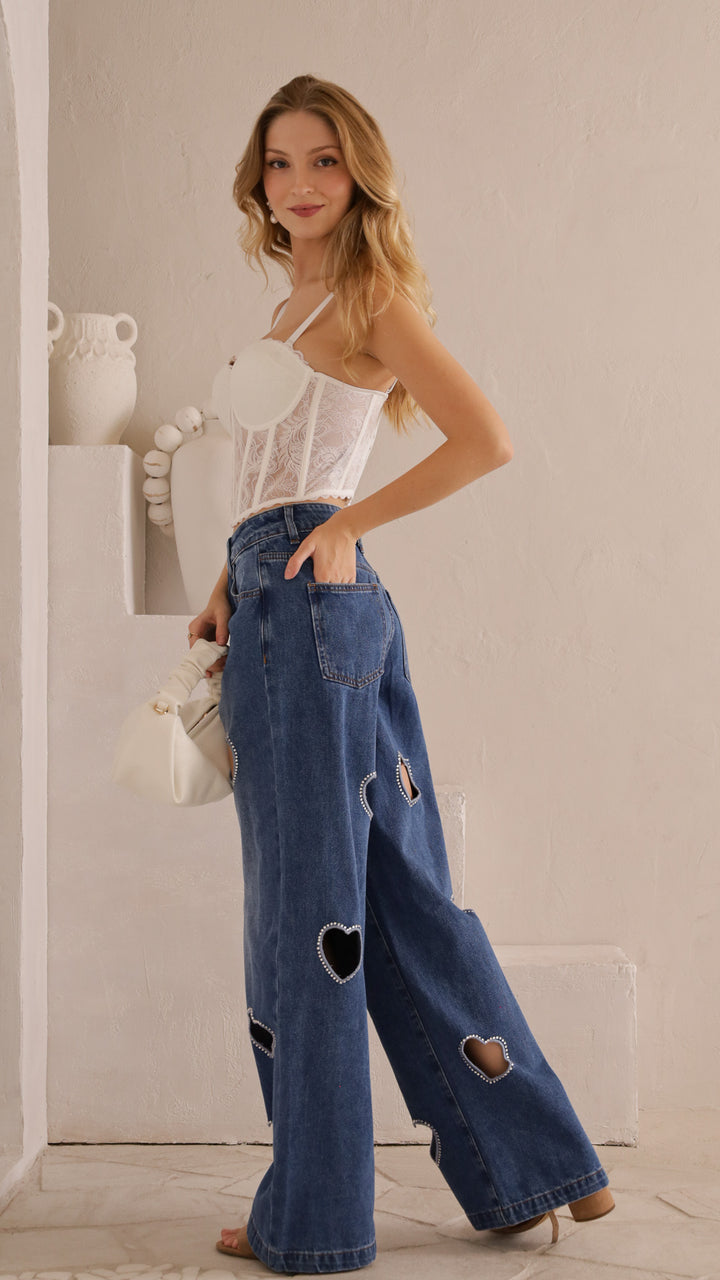 side view image 2 of Tere  Heart Cutout Jeans