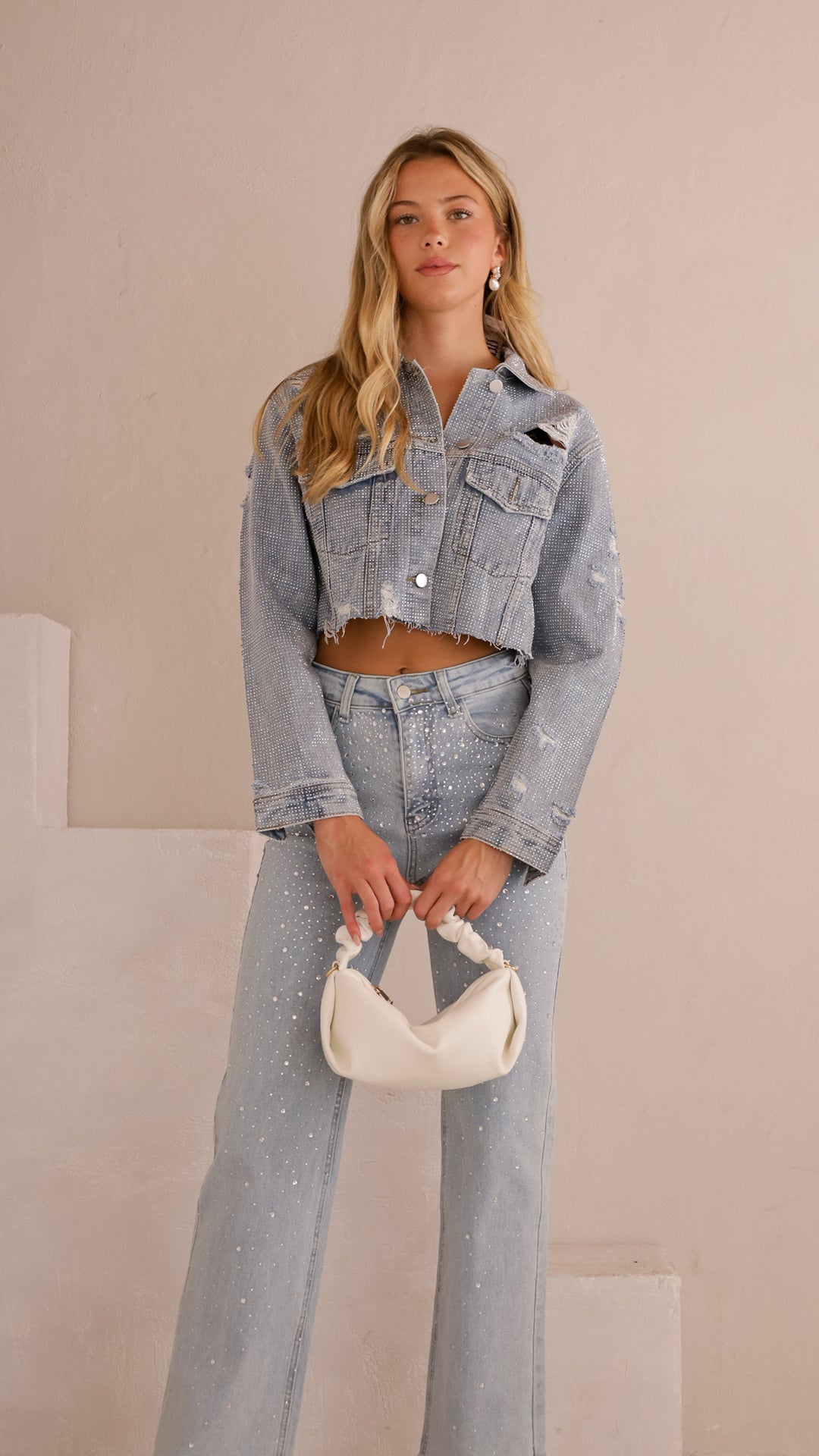 front view image 4 of Liora Rhinestone Denim Jacket