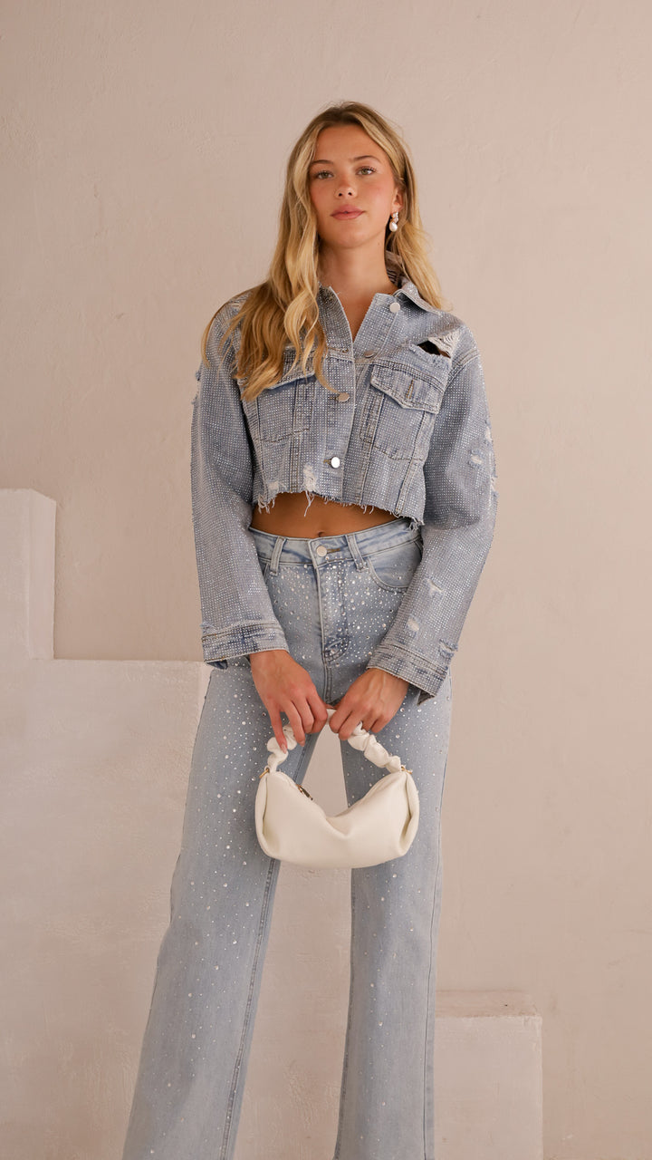 front view image 4 of Liora Rhinestone Denim Jacket