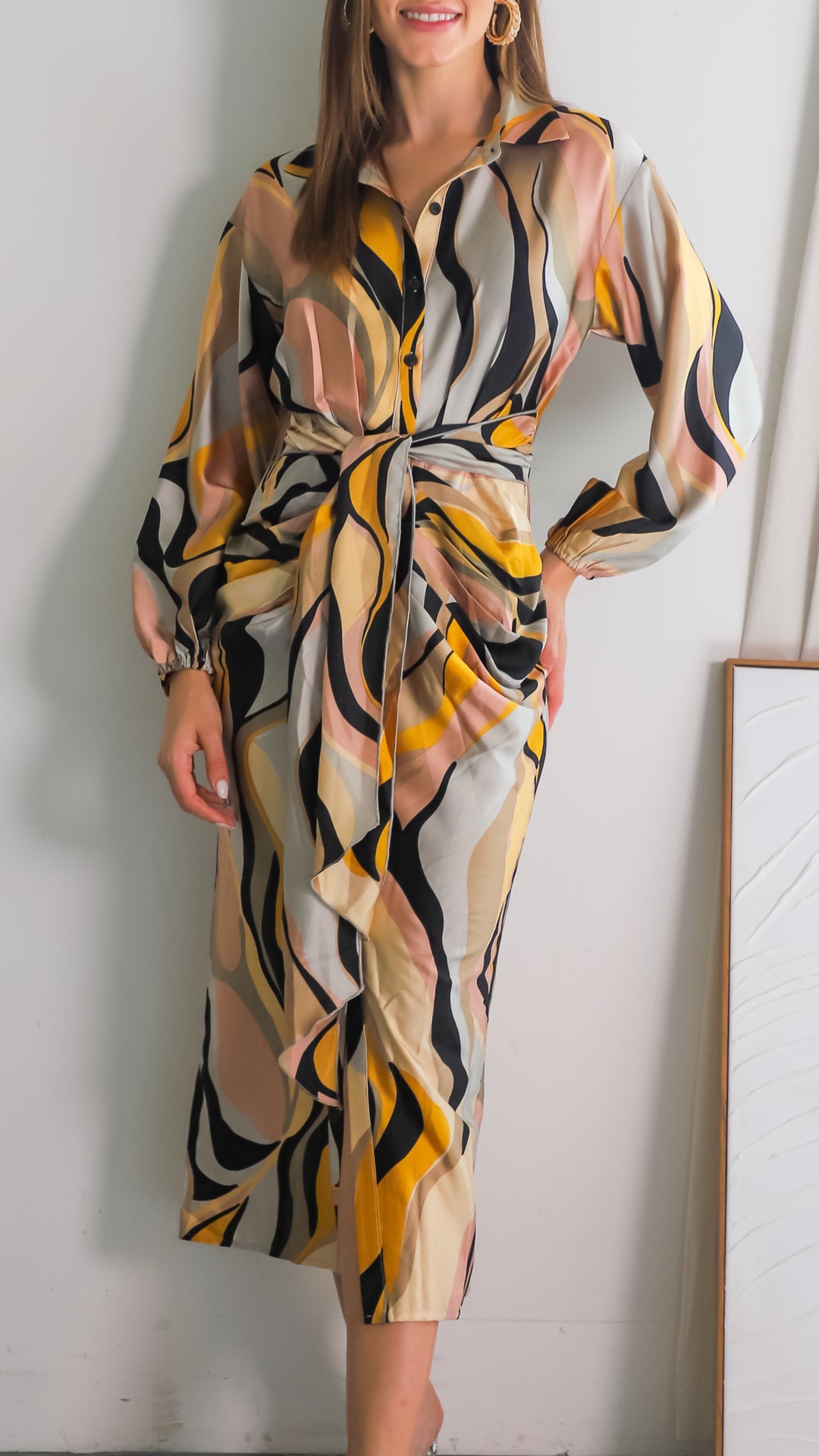 Marcelline Abstract Print Midi Dress - Steps New York