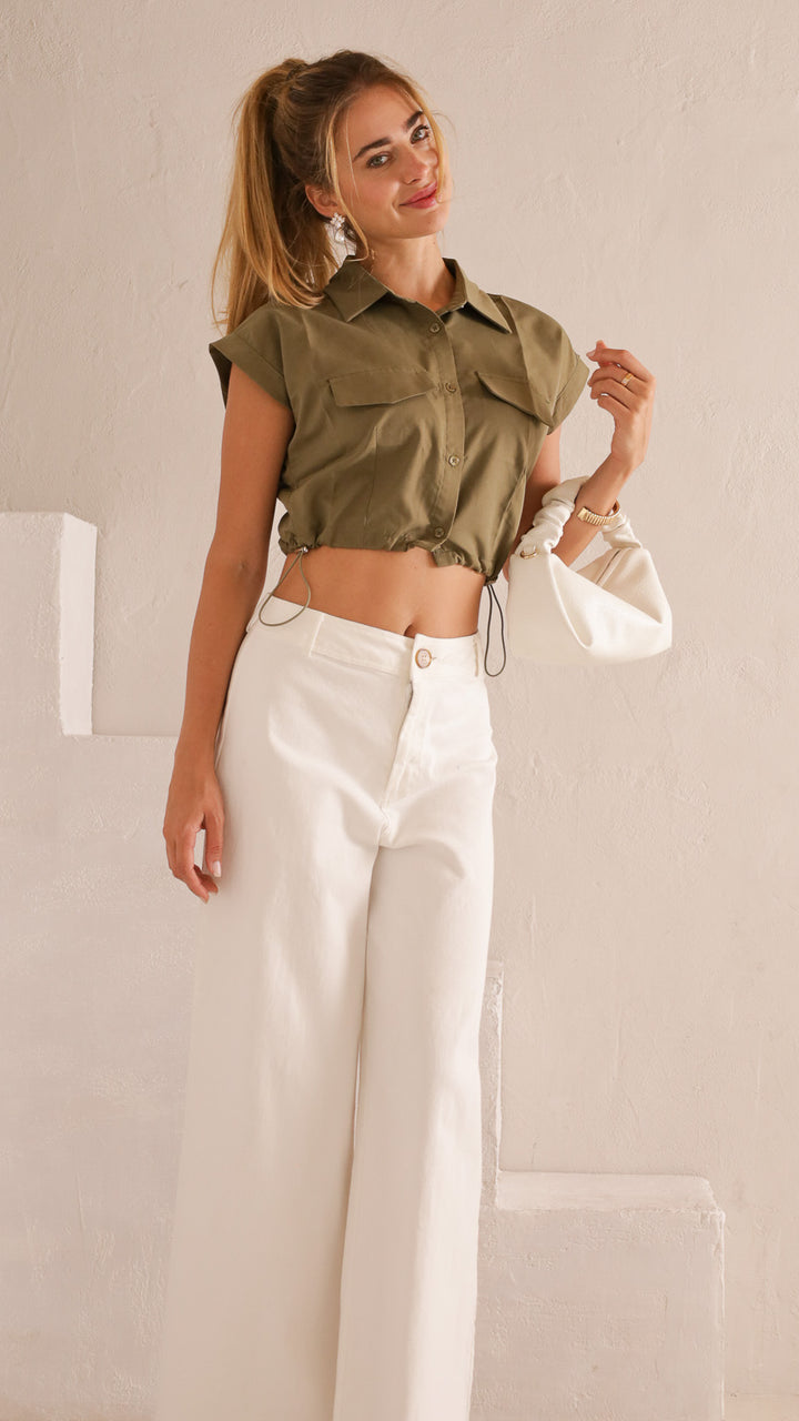 front view image 1 of Ava Utility Crop Top