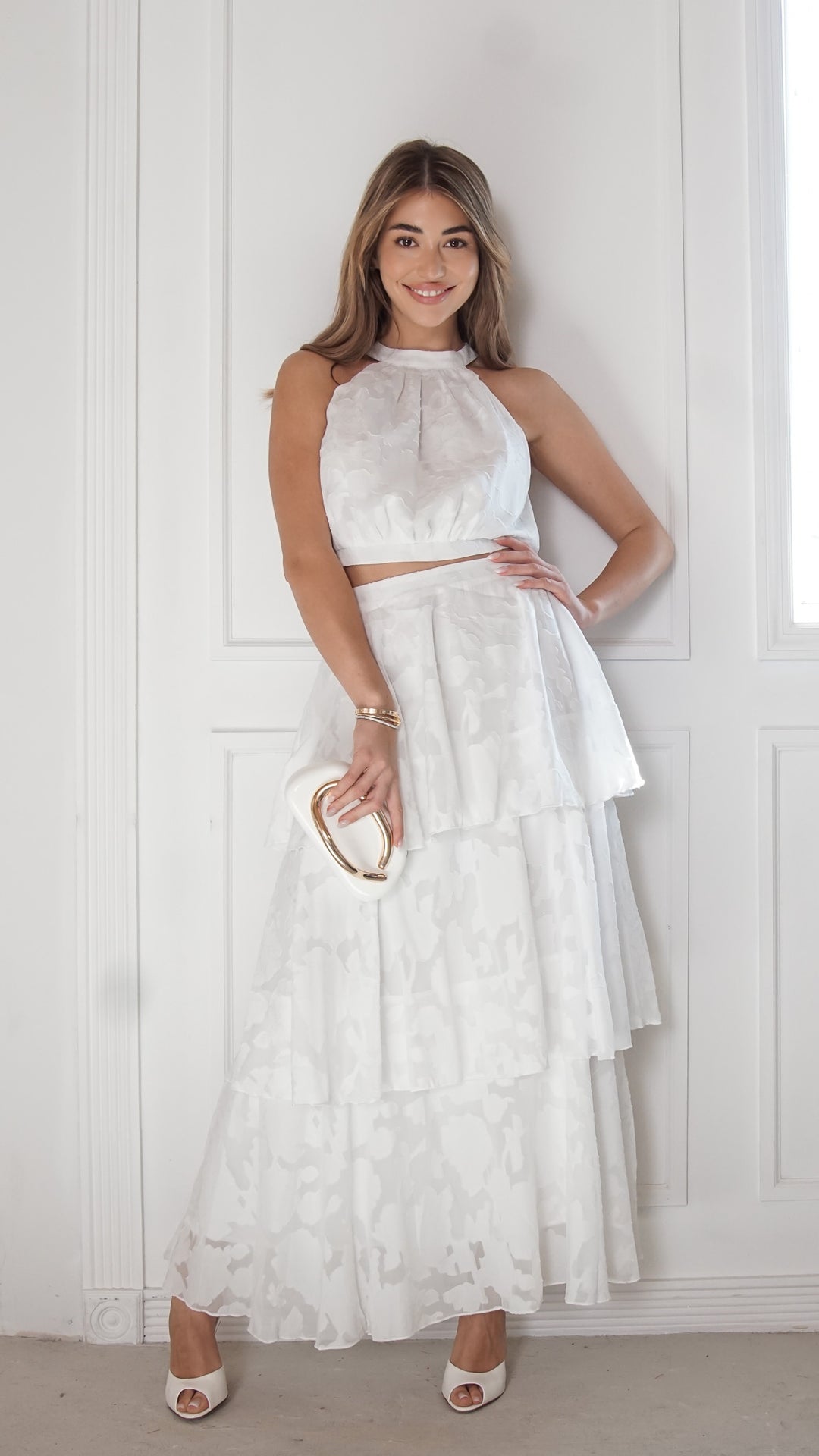 front view image 1 of Sky Bloom Tiered Maxi Set