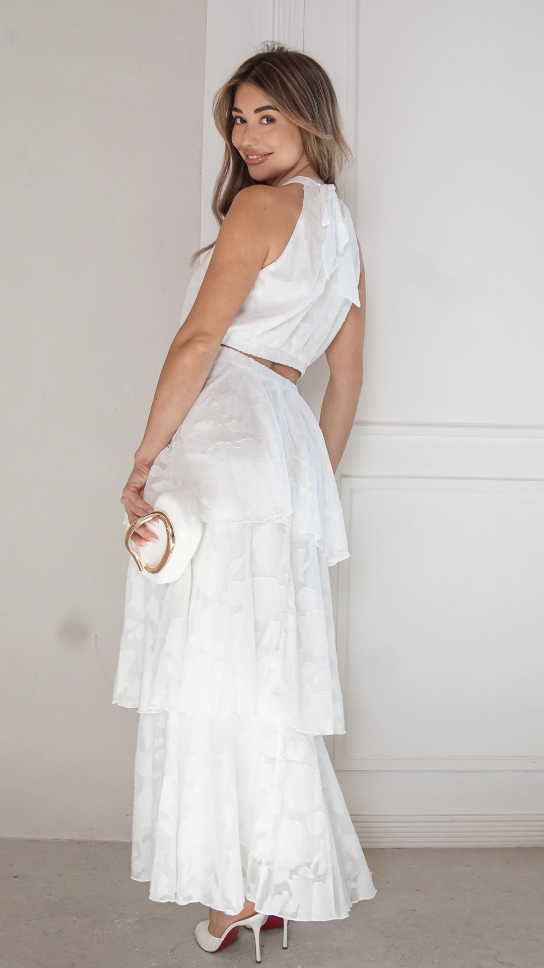 rear view image 1 of Sky Bloom Tiered Maxi Set