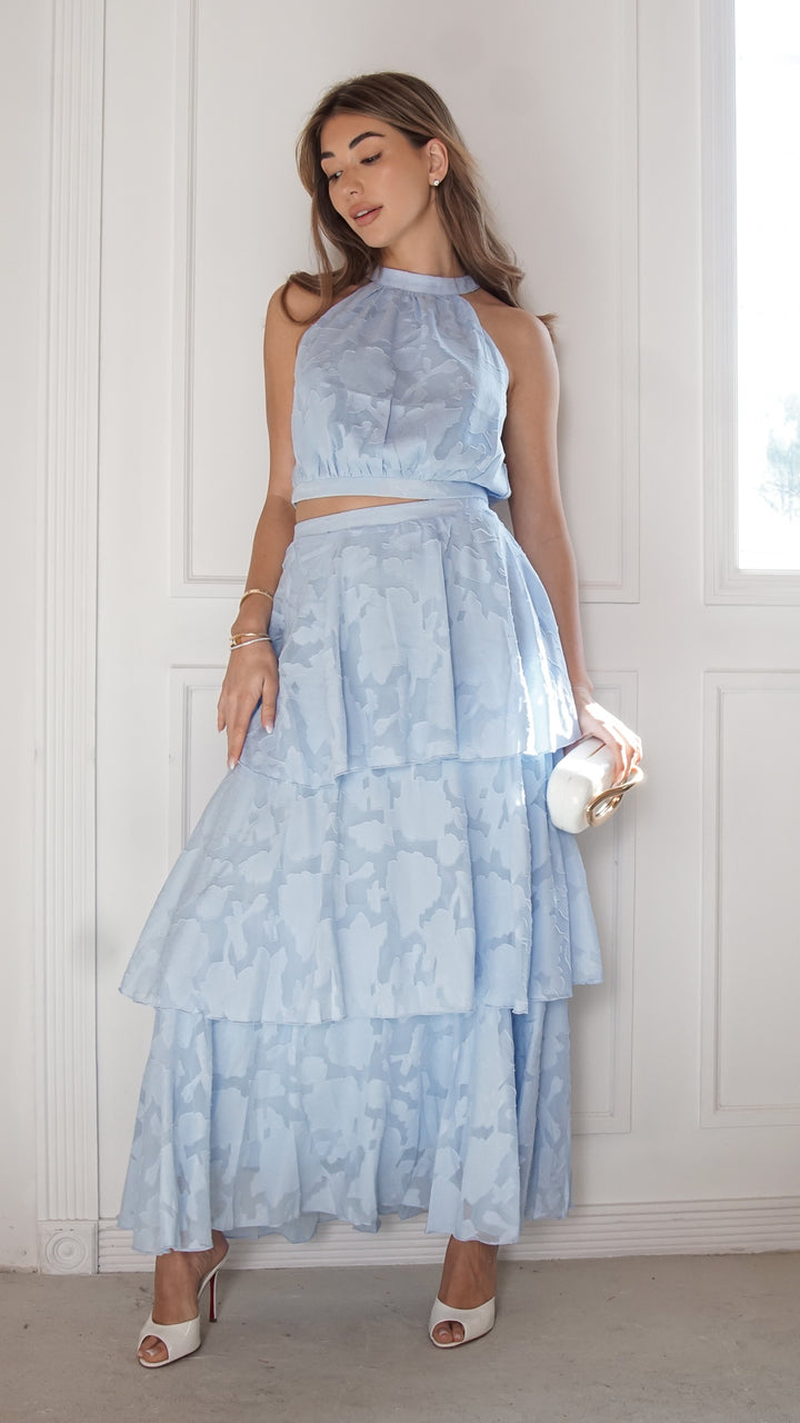 front view image 2 of Sky Bloom Tiered Maxi Set