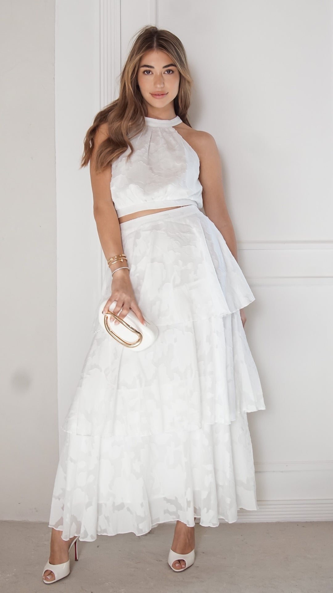 front view image 2 of Sky Bloom Tiered Maxi Set