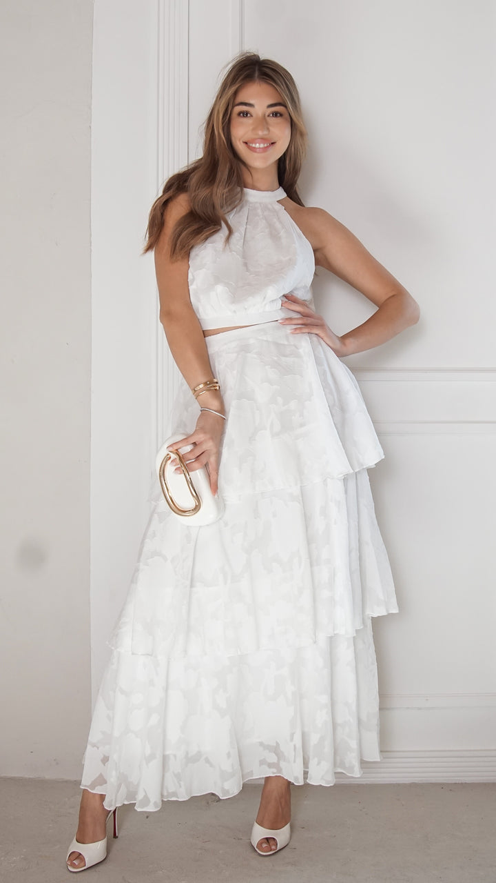 front view image 3 of Sky Bloom Tiered Maxi Set