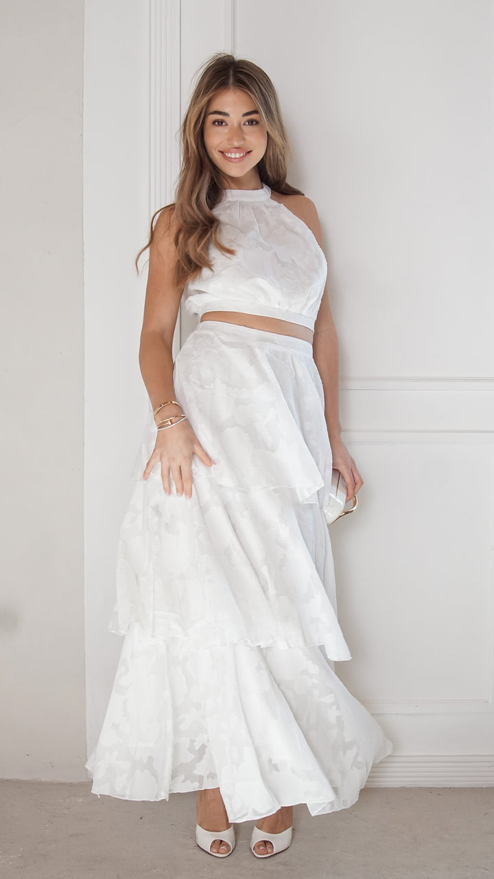 front view image 4 of Sky Bloom Tiered Maxi Set