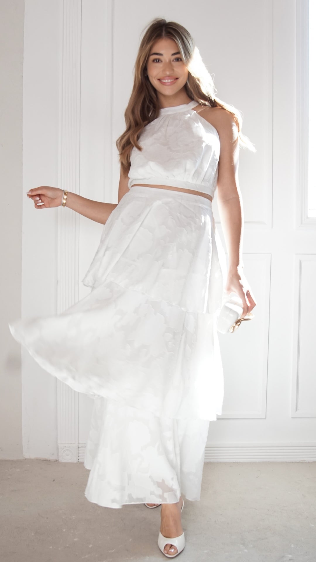 front view image 5 of Sky Bloom Tiered Maxi Set