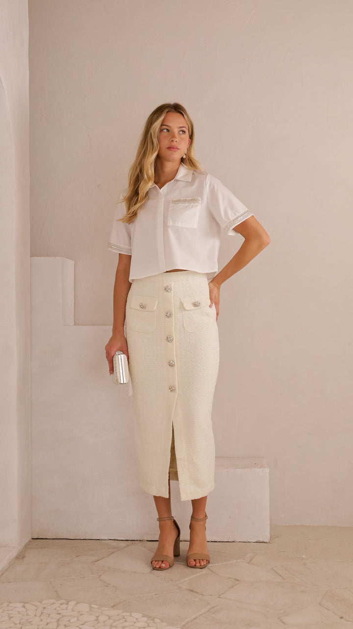 side view image 1 of Amelie Embellished Button Top