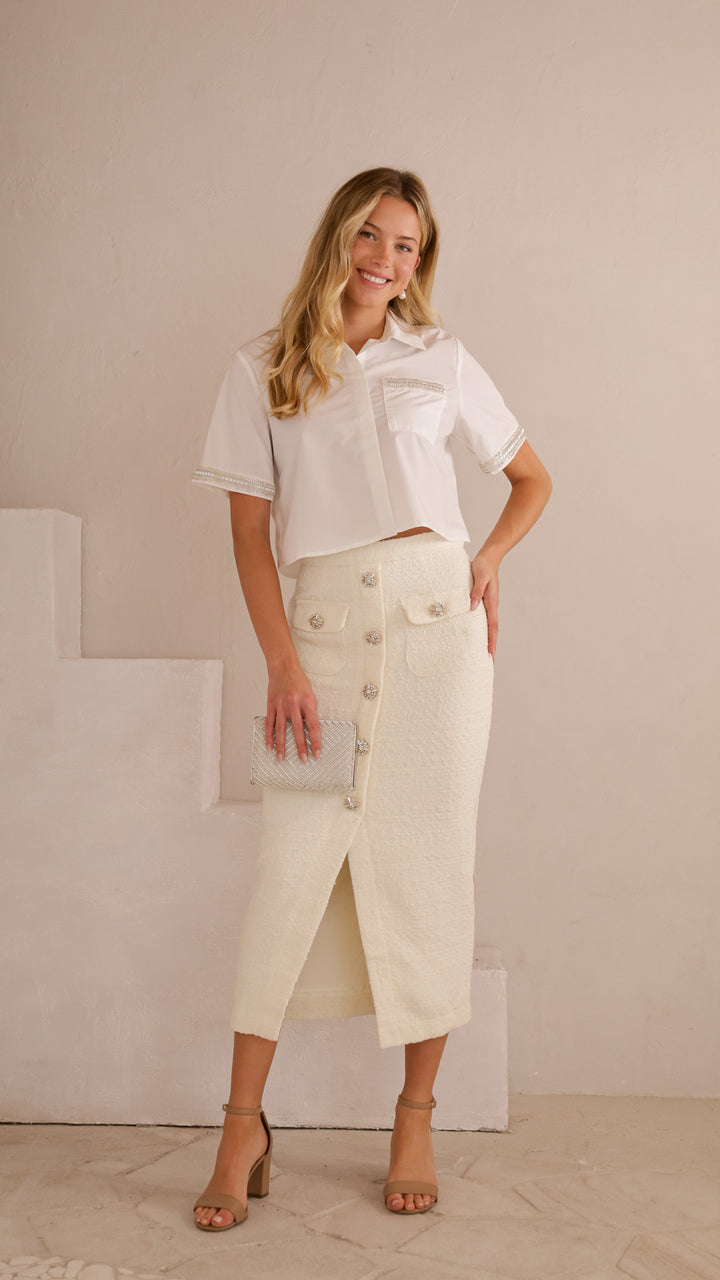 front view image 3 of Amelie Embellished Button Top