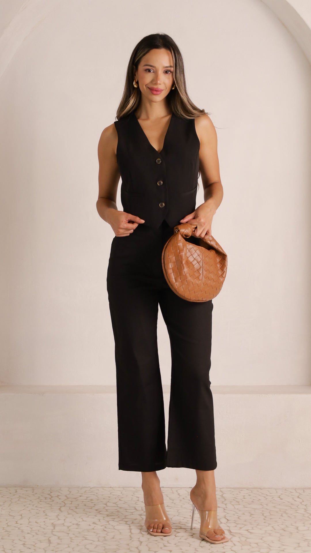 2 image front view_black of Creslie Pants