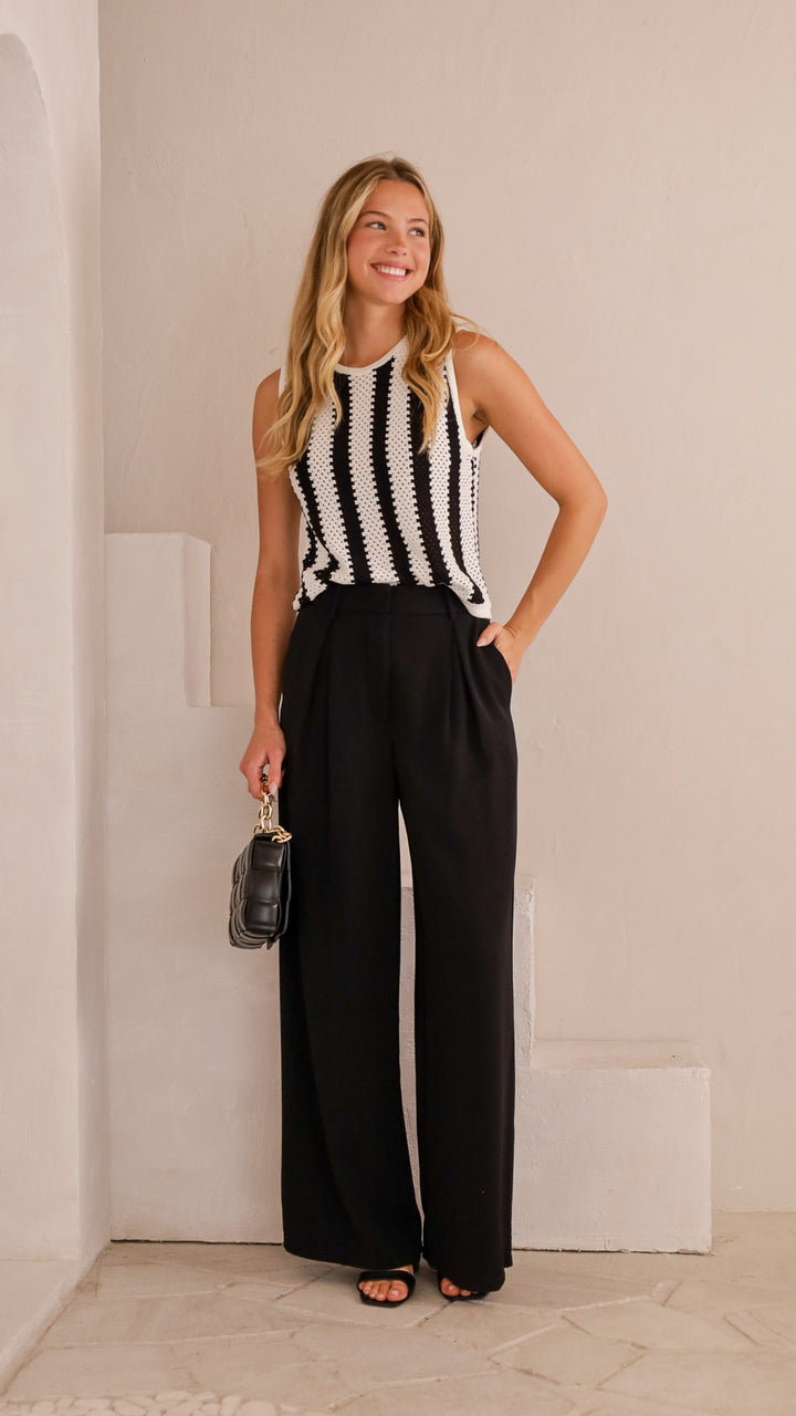 front view image 1 of Mara Crochet Stripe Top