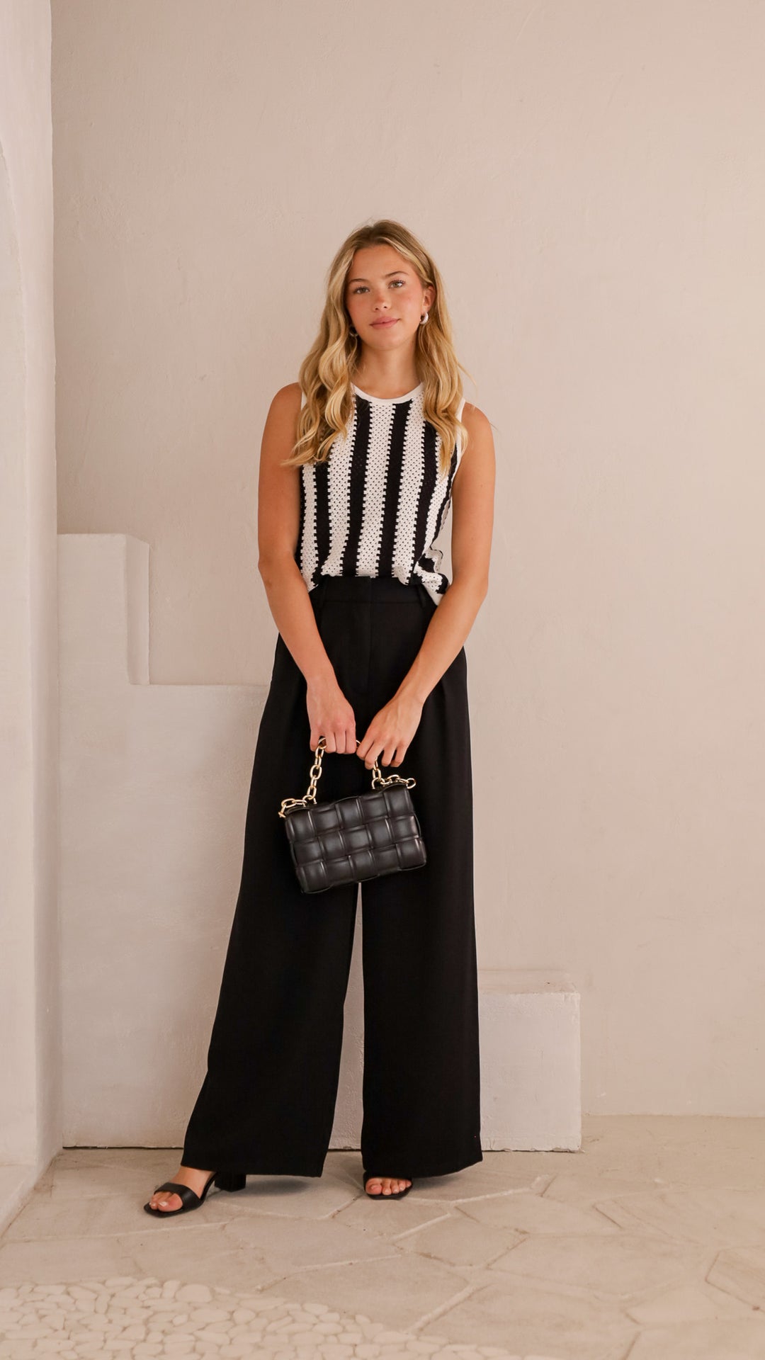 front view image 2 of Mara Crochet Stripe Top