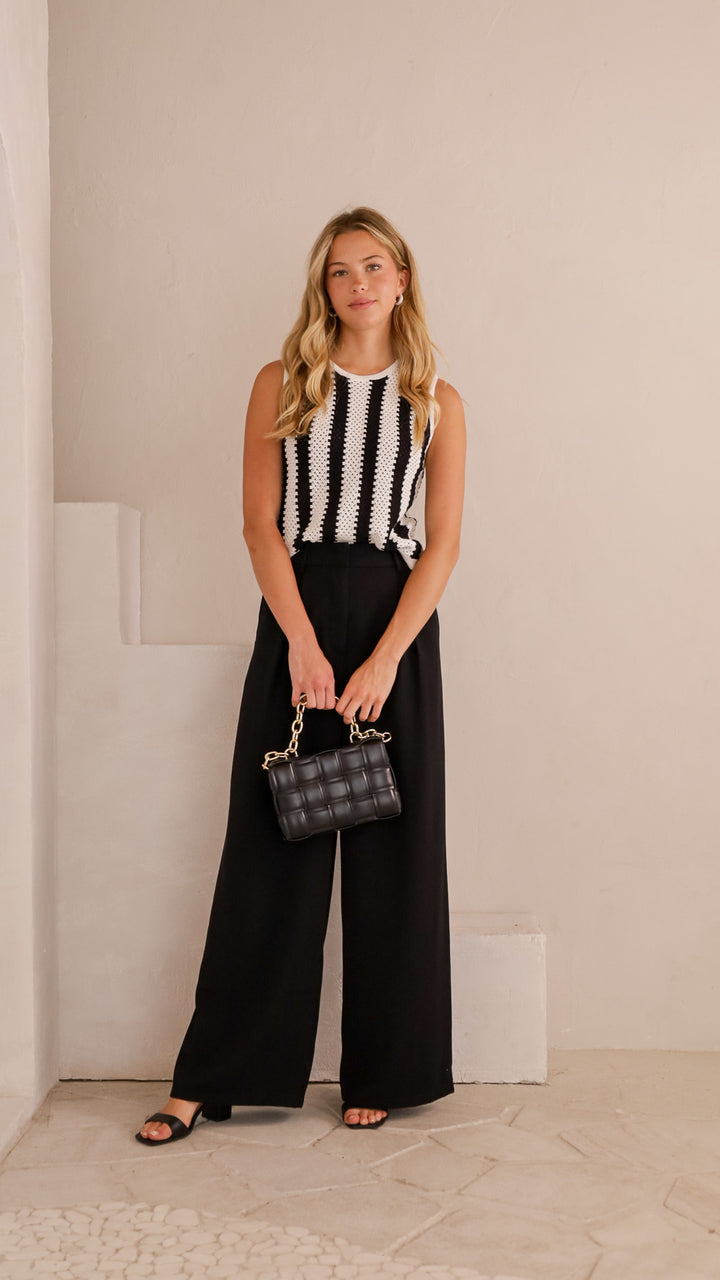 front view image 2 of Mara Crochet Stripe Top