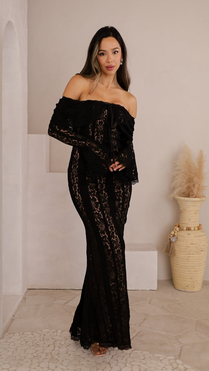 side view image 1 of Lylah Lace Maxi Dress