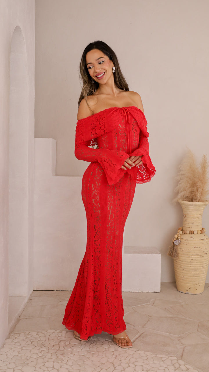 side view image 1 of Lylah Lace Maxi Dress