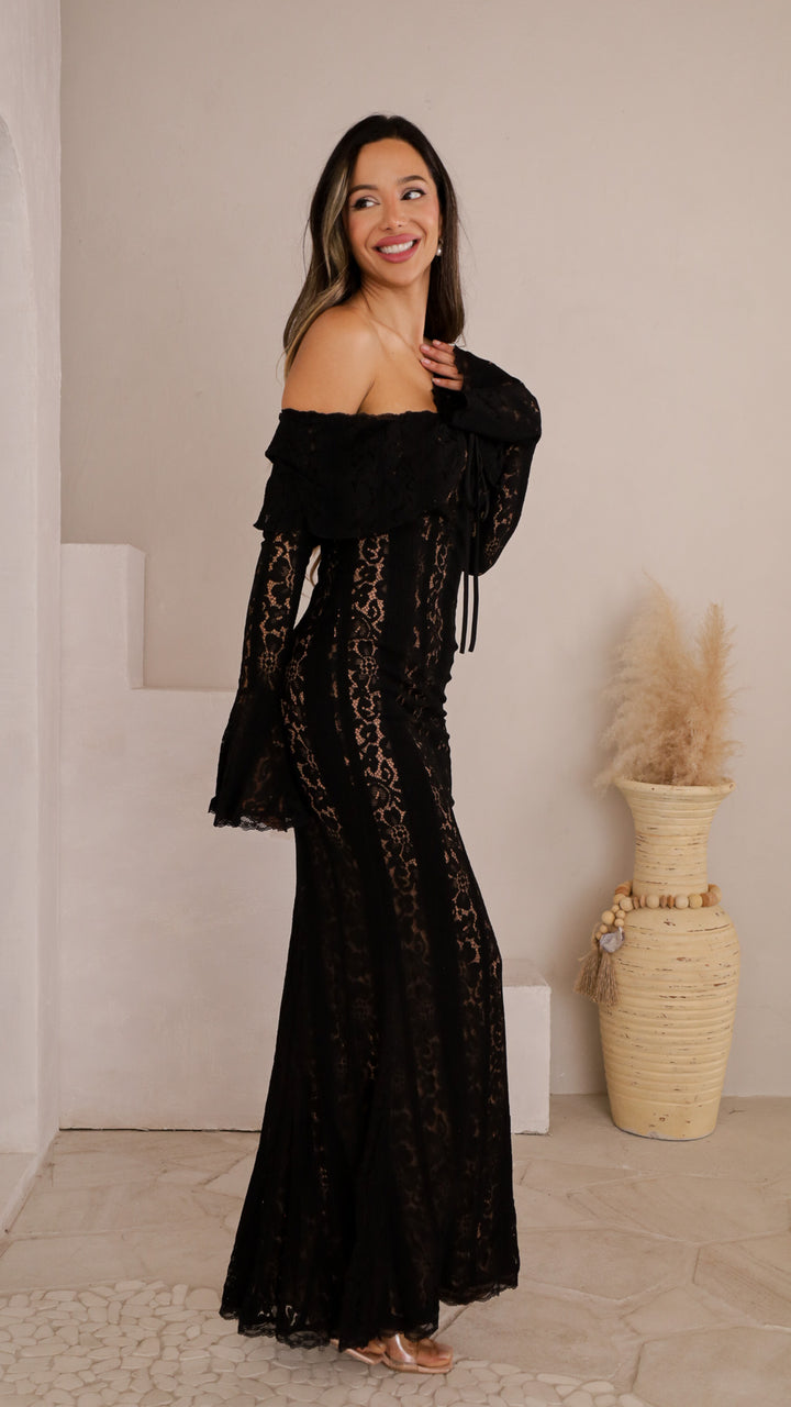 side view image 2 of Lylah Lace Maxi Dress