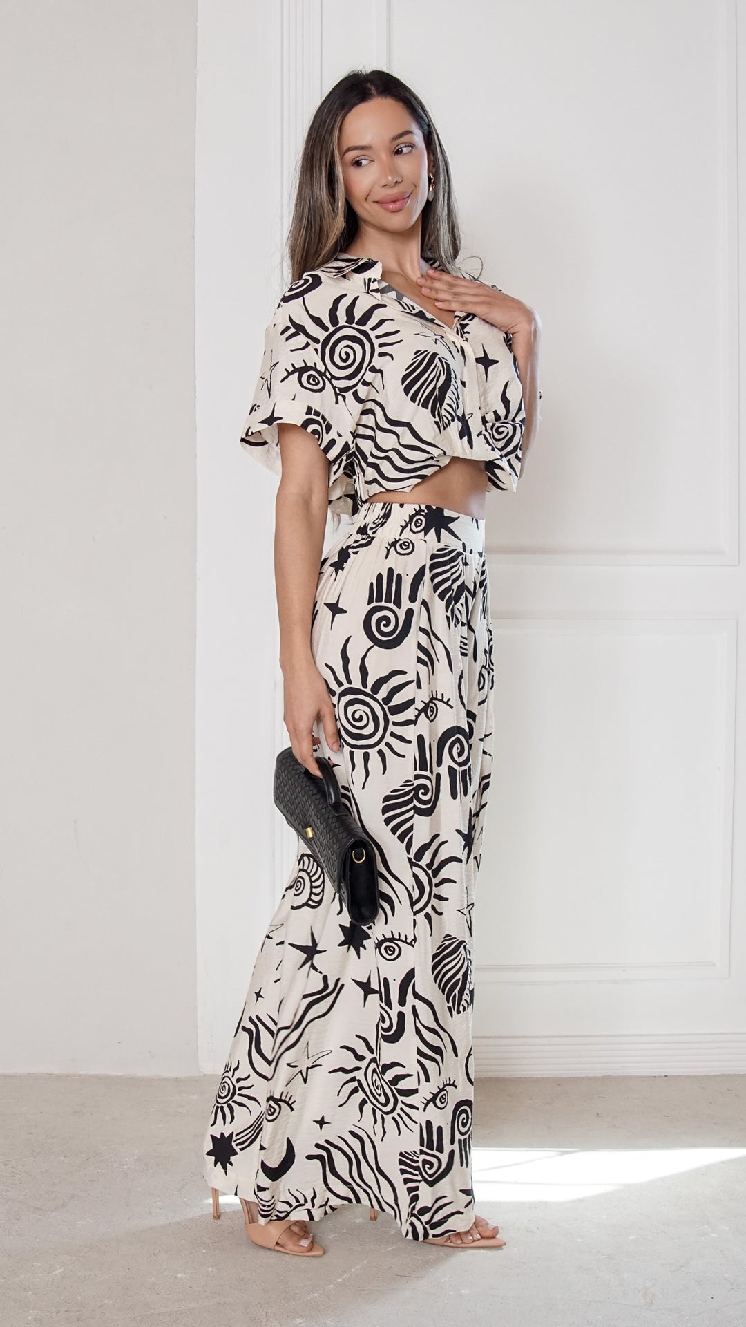 side view image 1 of Selene Printed Palazzo Pants