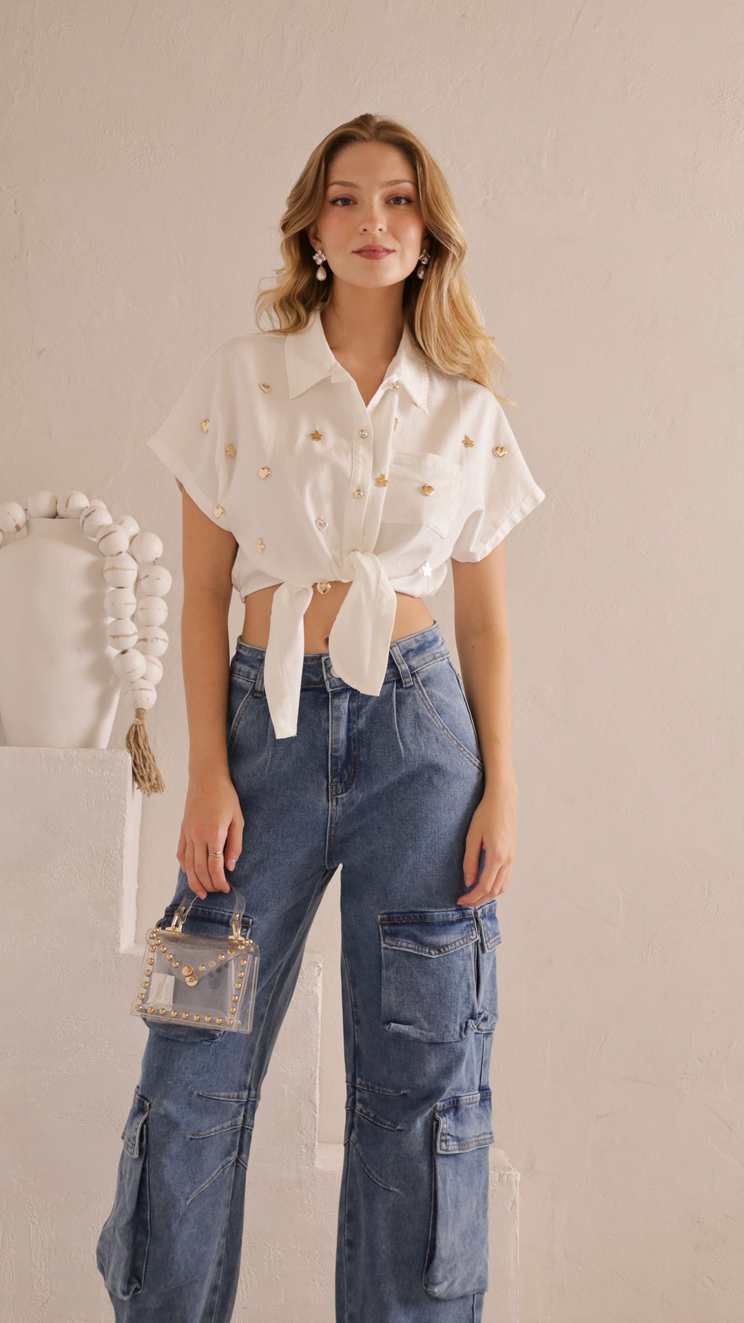 front view image 3 of Delaney Tie-Front Blouse