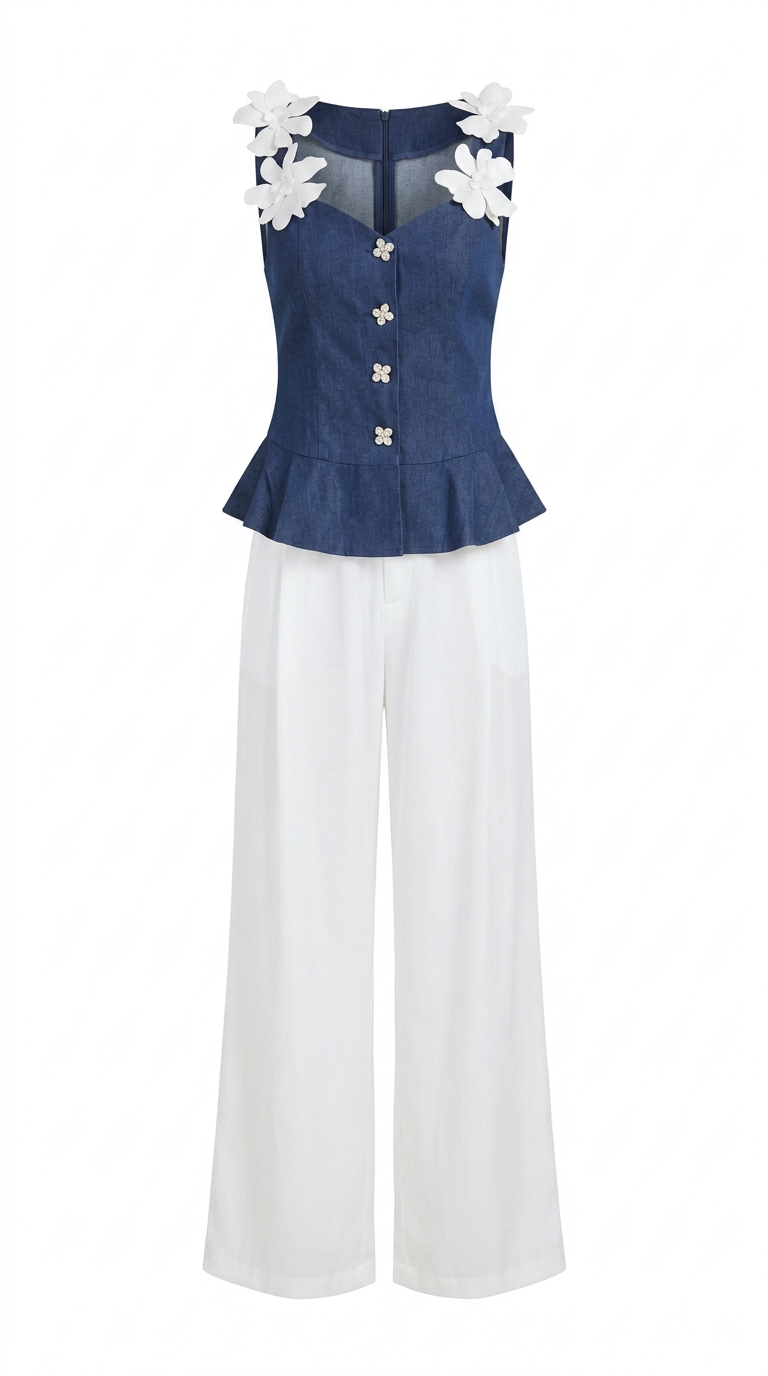 front view image 1 of Amelie denim top
