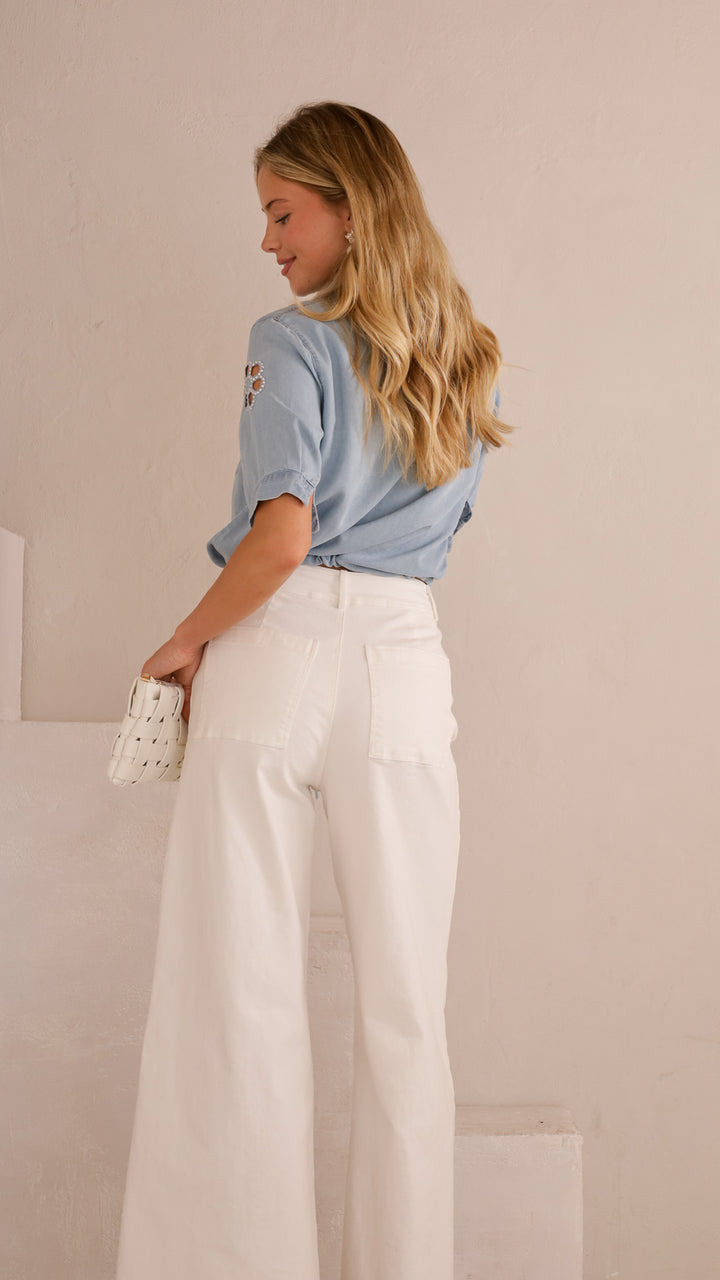 rear view image 1 of Aria Eyelet Denim Top