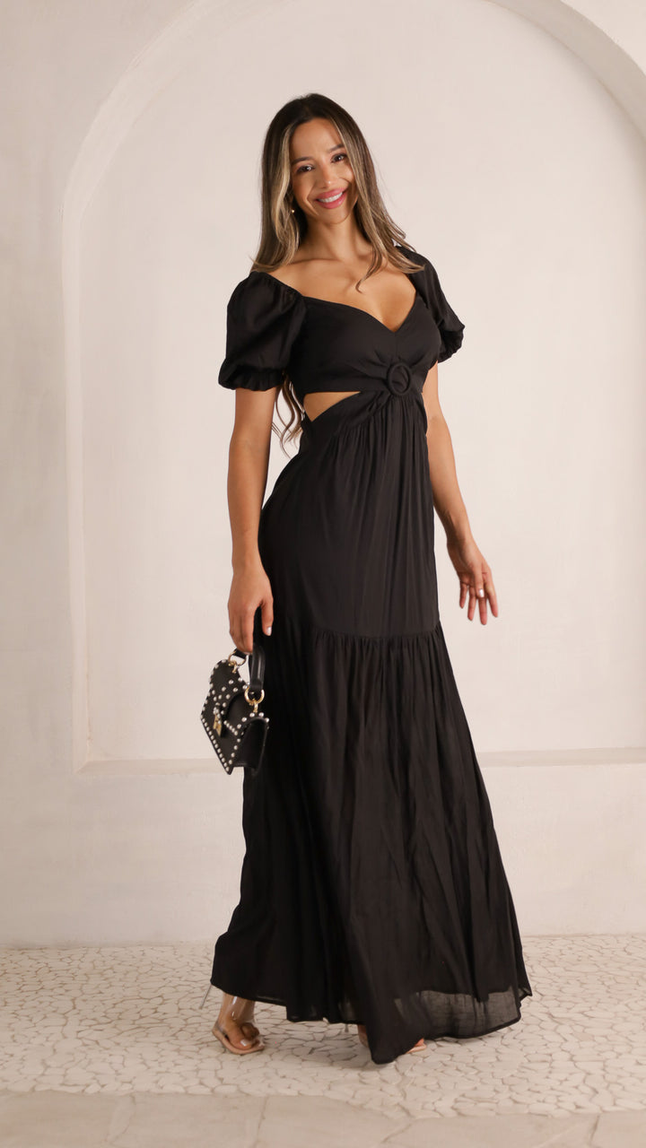 2 image side view_black of Elvira Maxi Dress