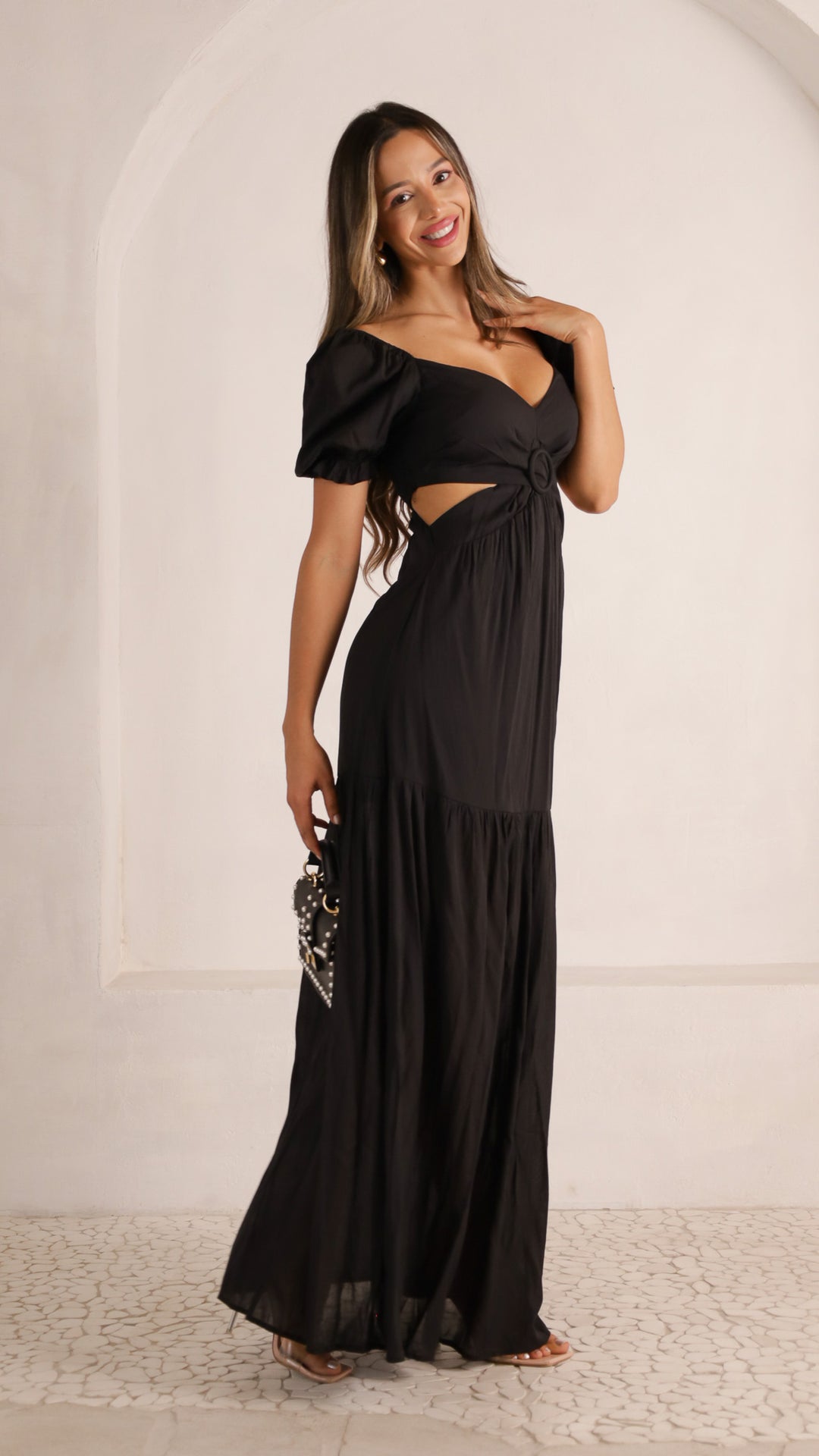 2 image side view_black of Elvira Maxi Dress