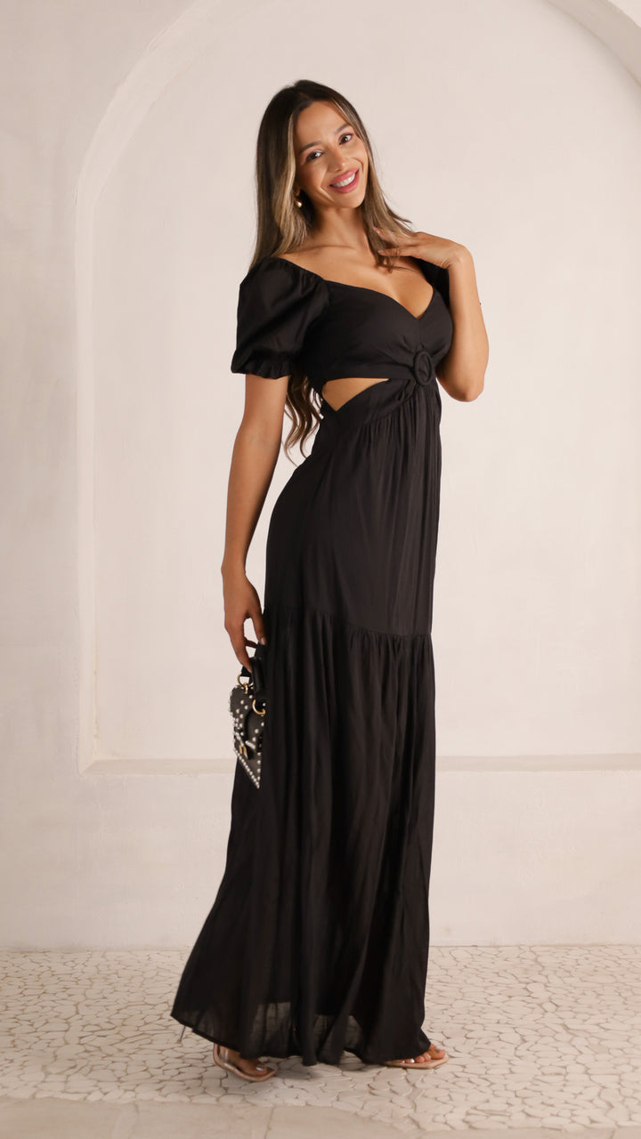 2 image side view_black of Elvira Maxi Dress