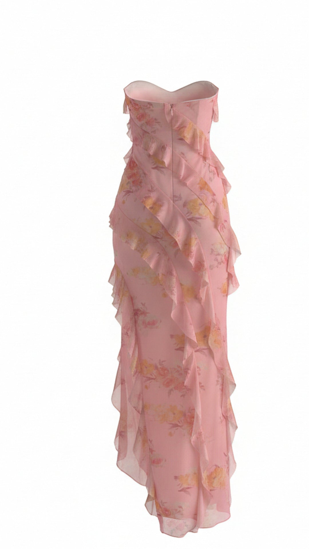 Elara Strapless Ruffle Maxi Dress