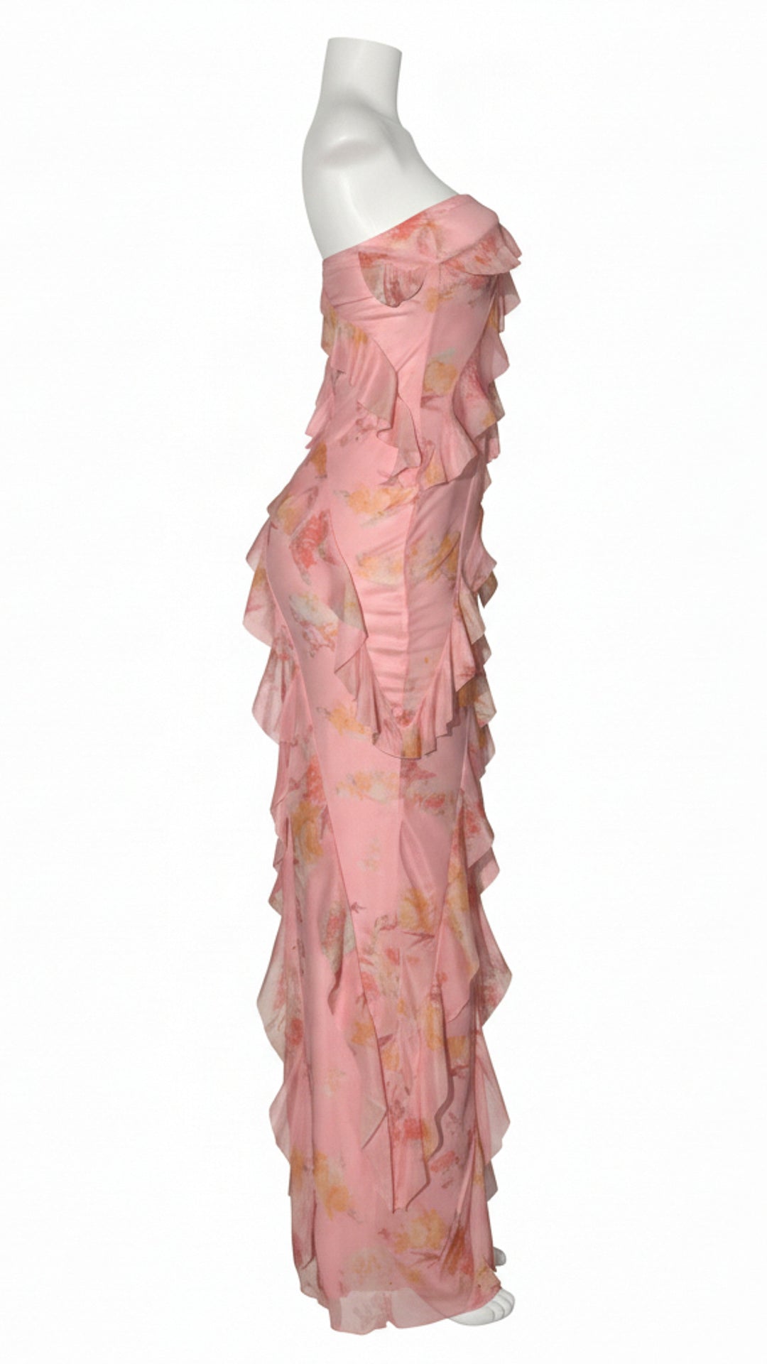 side view image 4 of Elara Strapless Ruffle Maxi Dress