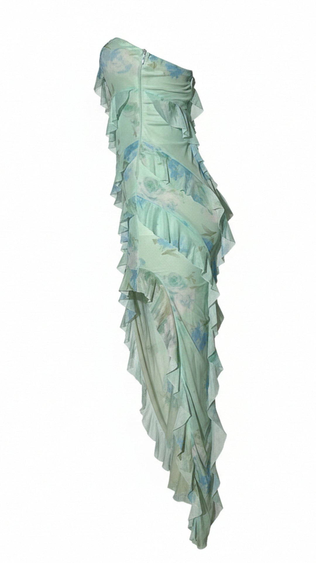 side view image 6 of Elara Strapless Ruffle Maxi Dress