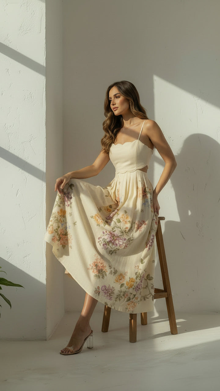 side view image 2 of Elowen Floral Midi Dress