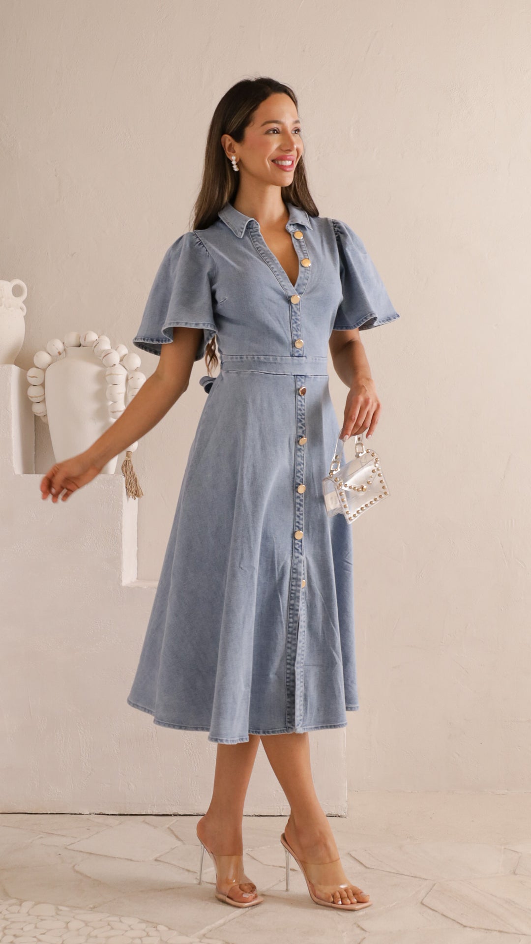 side view image 1 of Chone Denim Midi Dress